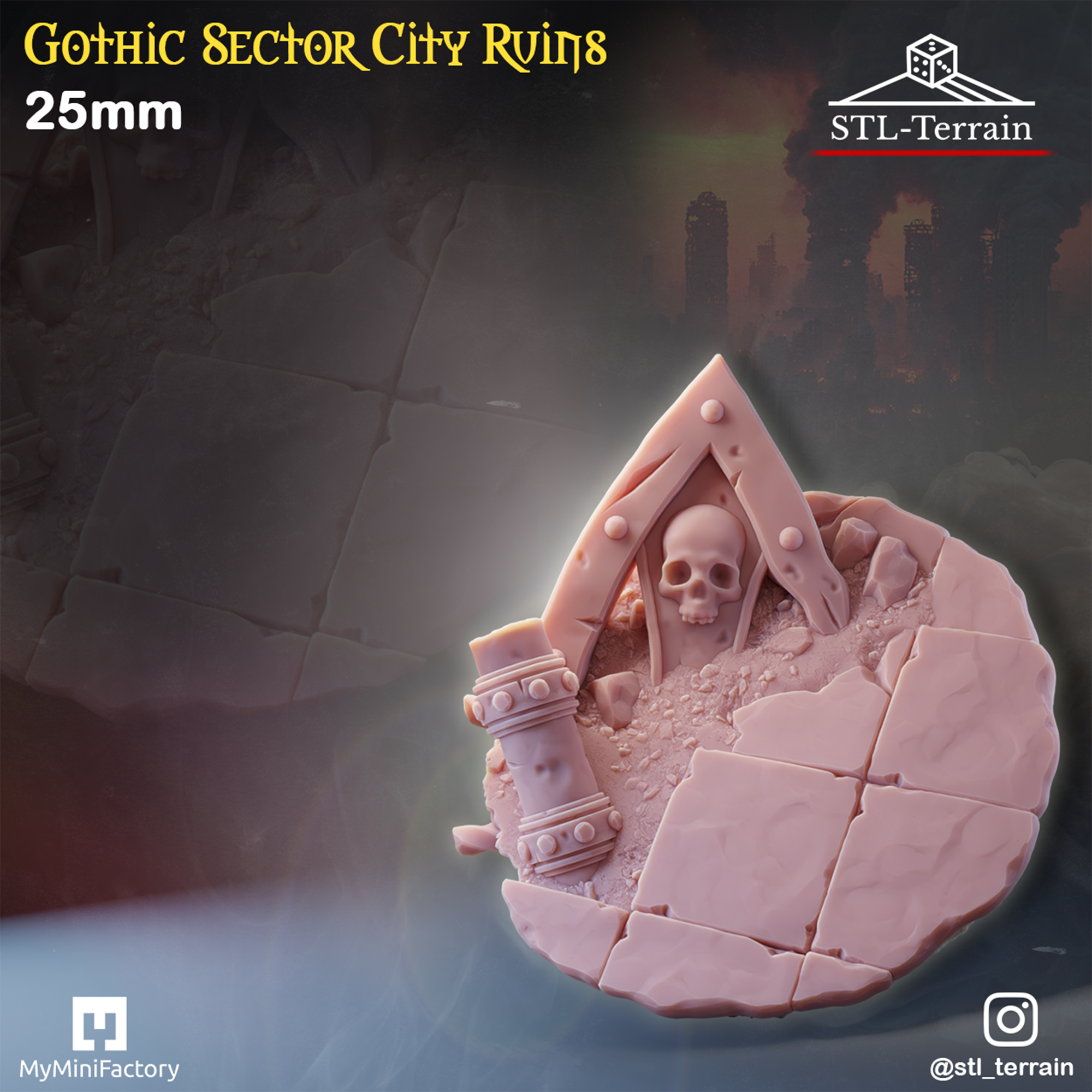 Toppers - Gothic Sector City Ruins - 25 - 28 - 32 - 40 - 50 - Impression 14k - Nettoyage ultrason - WAVE 1