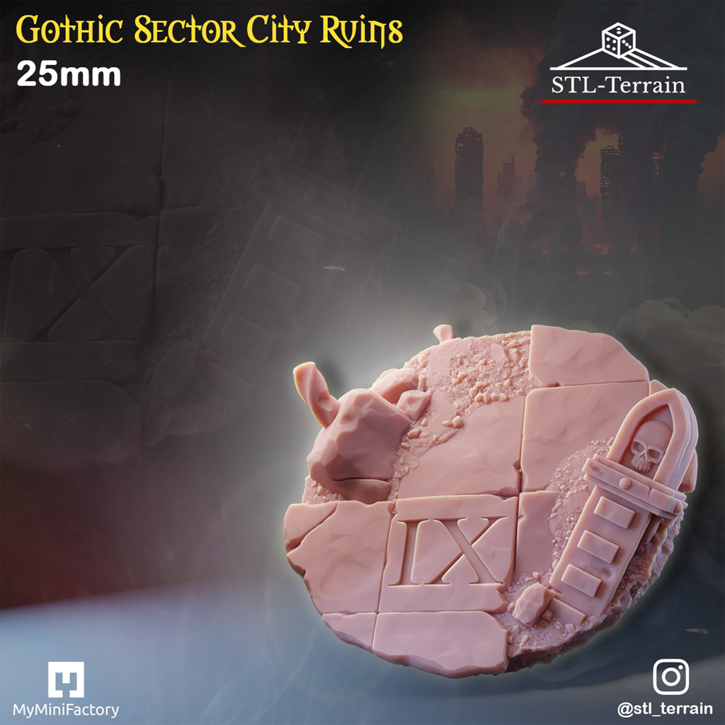Toppers - Gothic Sector City Ruins - 25 - 28 - 32 - 40 - 50 - Impression 14k - Nettoyage ultrason - WAVE 1