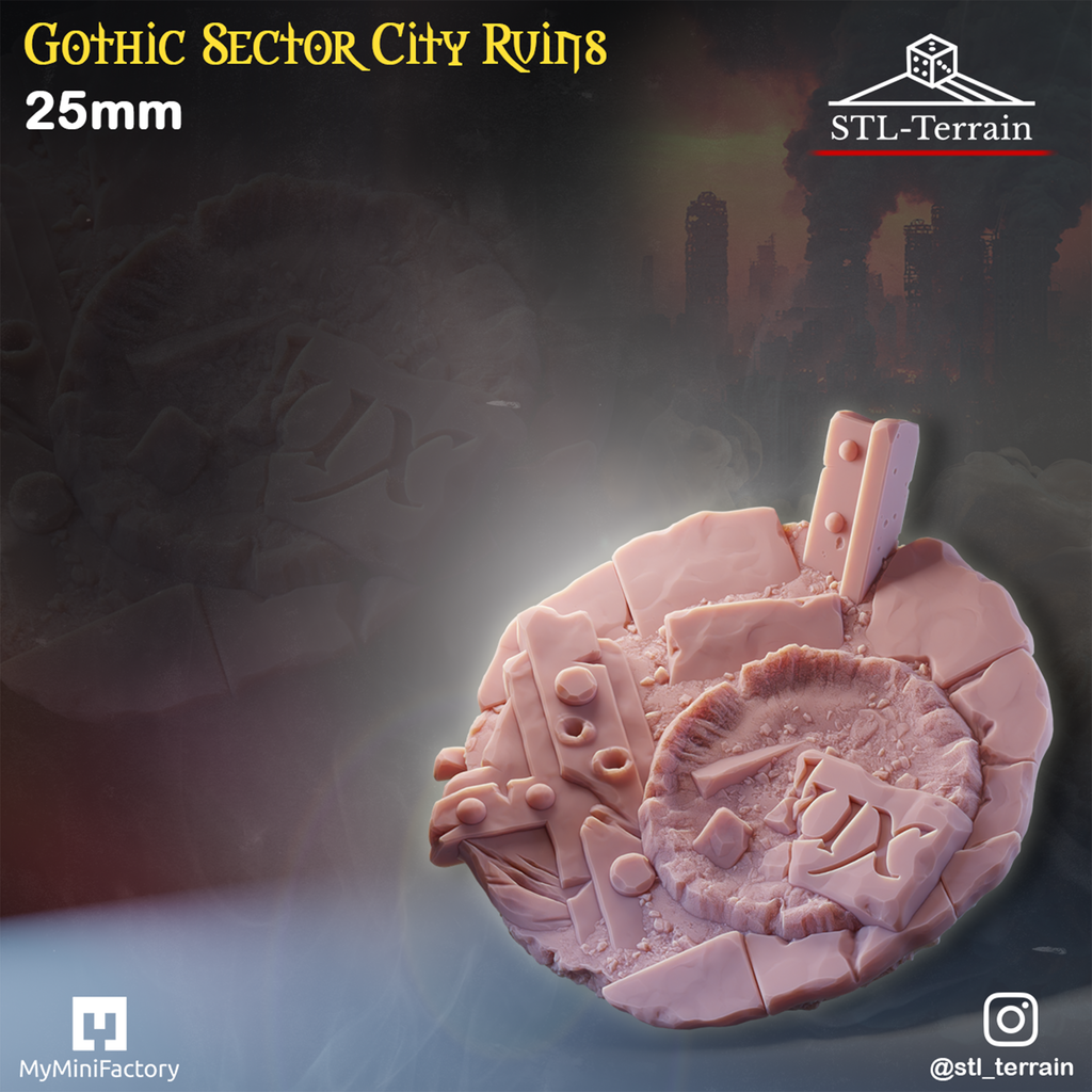 Toppers - Gothic Sector City Ruins - 25 - 28 - 32 - 40 - 50 - Impression 14k - Nettoyage ultrason - WAVE 1