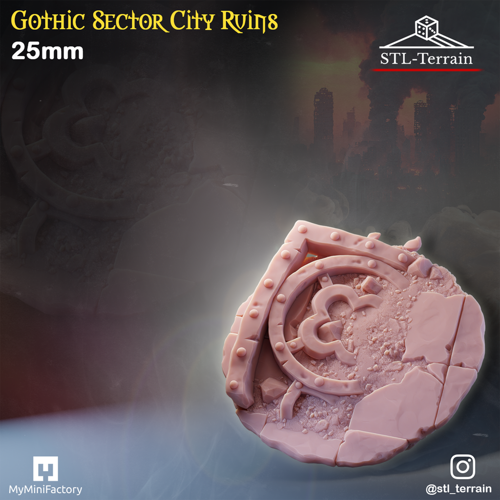 Toppers - Gothic Sector City Ruins - 25 - 28 - 32 - 40 - 50 - Impression 14k - Nettoyage ultrason - WAVE 1