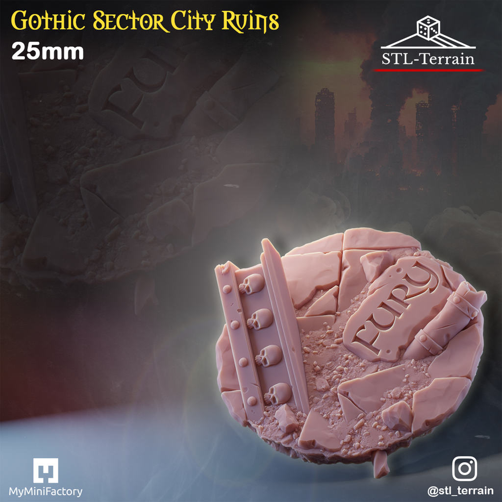 Toppers - Gothic Sector City Ruins - 25 - 28 - 32 - 40 - 50 - Impression 14k - Nettoyage ultrason - WAVE 1