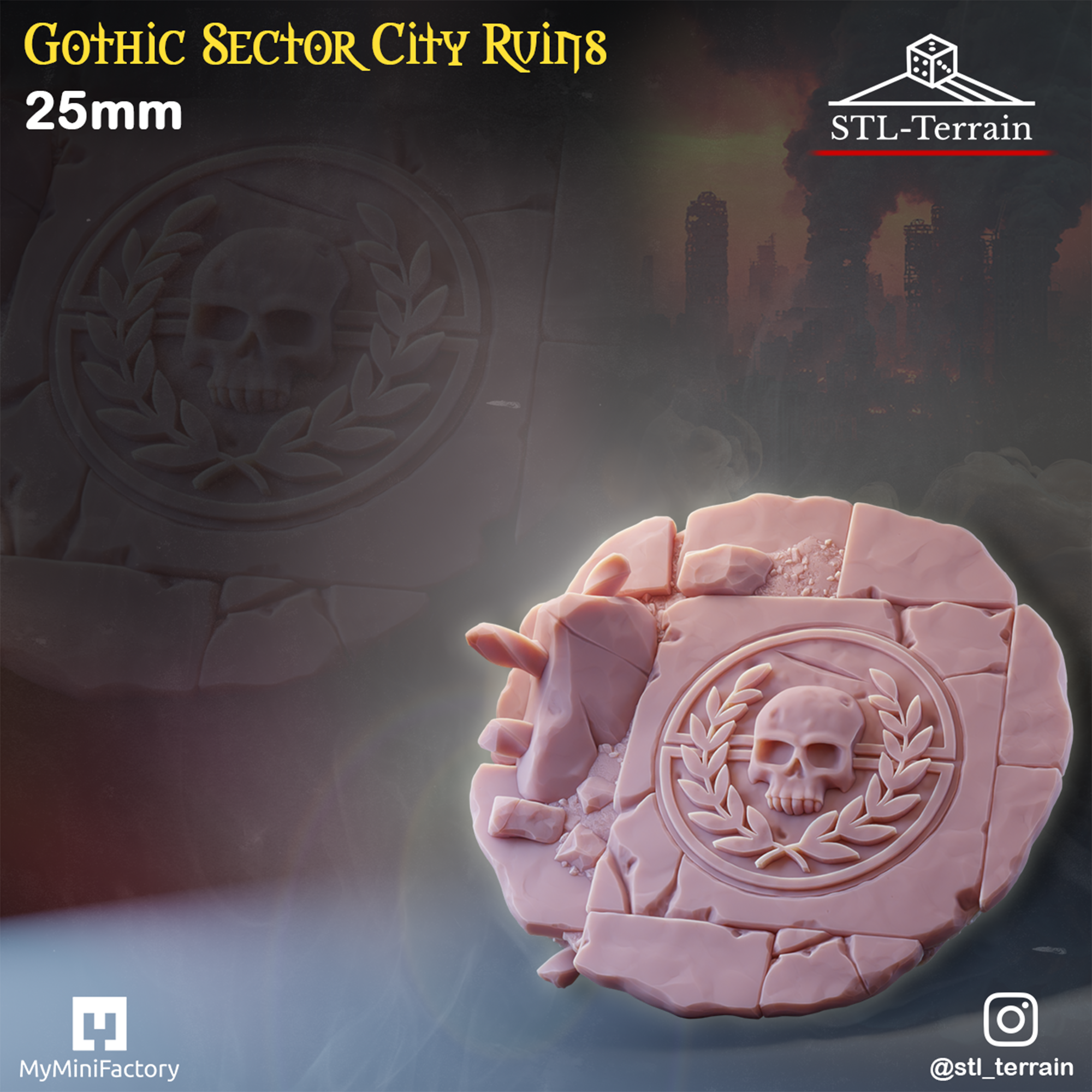 Toppers - Gothic Sector City Ruins - 25 - 28 - 32 - 40 - 50 - Impression 14k - Nettoyage ultrason - WAVE 1