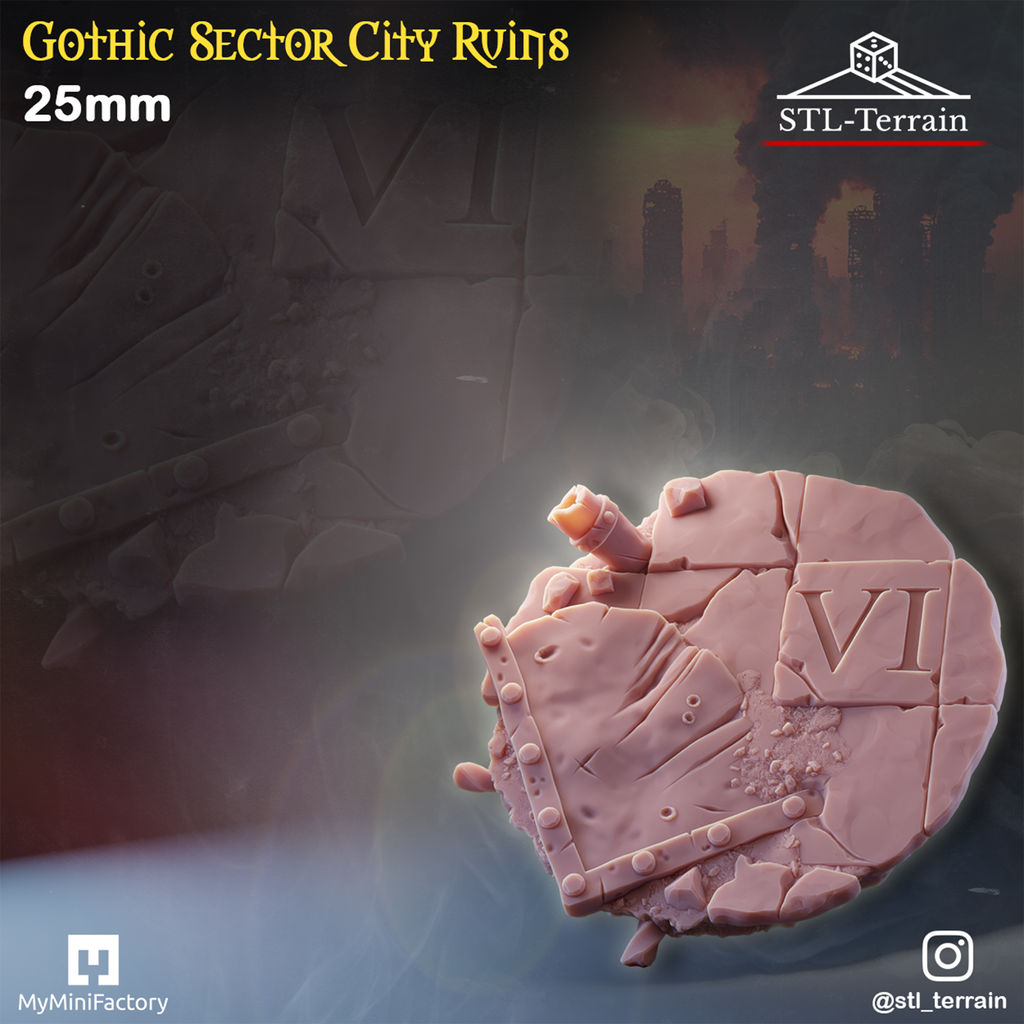 Toppers - Gothic Sector City Ruins - 25 - 28 - 32 - 40 - 50 - Impression 14k - Nettoyage ultrason - WAVE 1