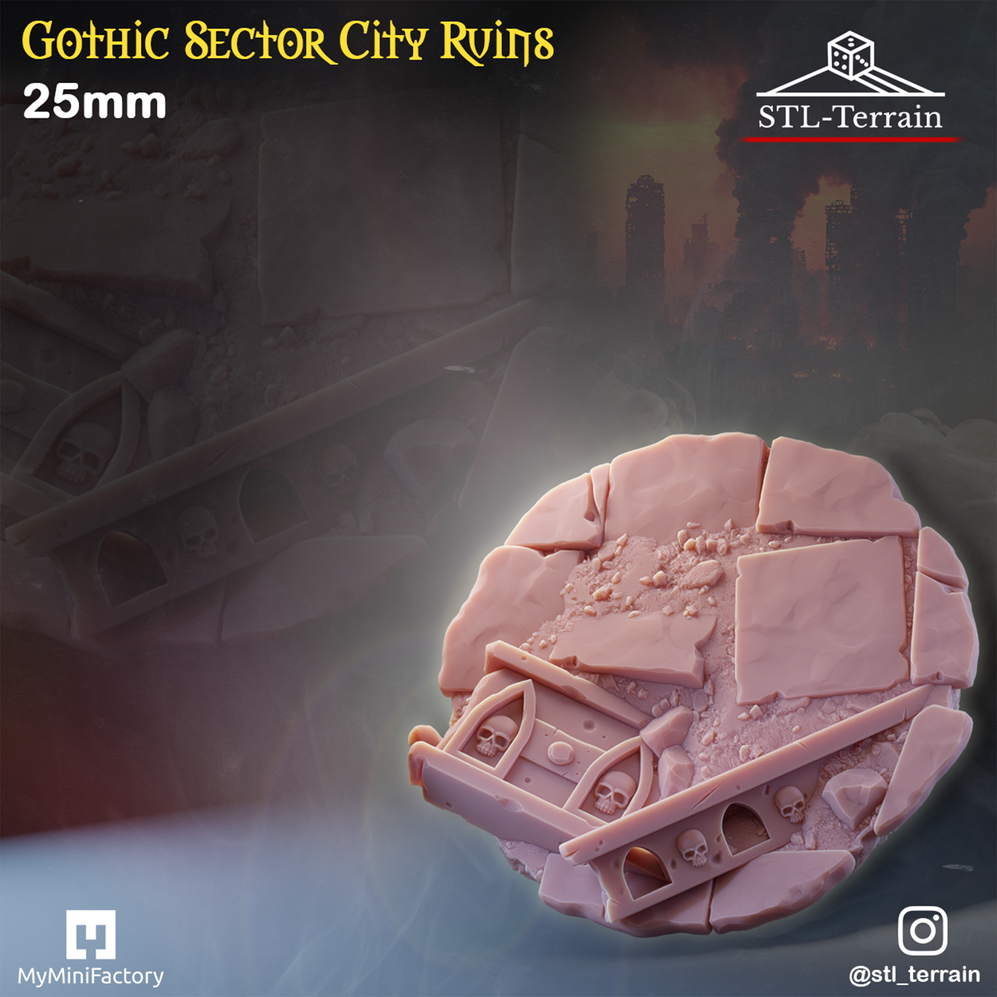 Toppers - Gothic Sector City Ruins - 25 - 28 - 32 - 40 - 50 - Impression 14k - Nettoyage ultrason - WAVE 1