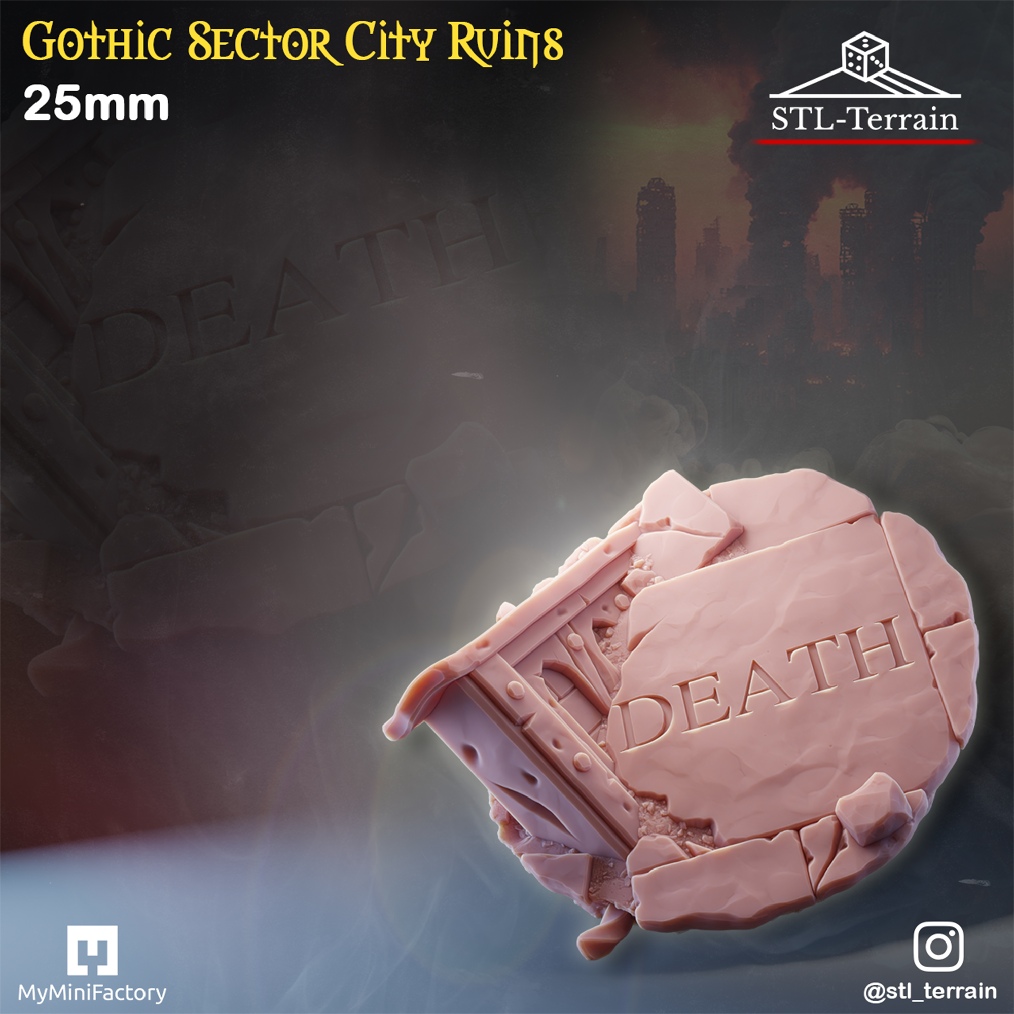 Toppers - Gothic Sector City Ruins - 25 - 28 - 32 - 40 - 50 - Impression 14k - Nettoyage ultrason - WAVE 1