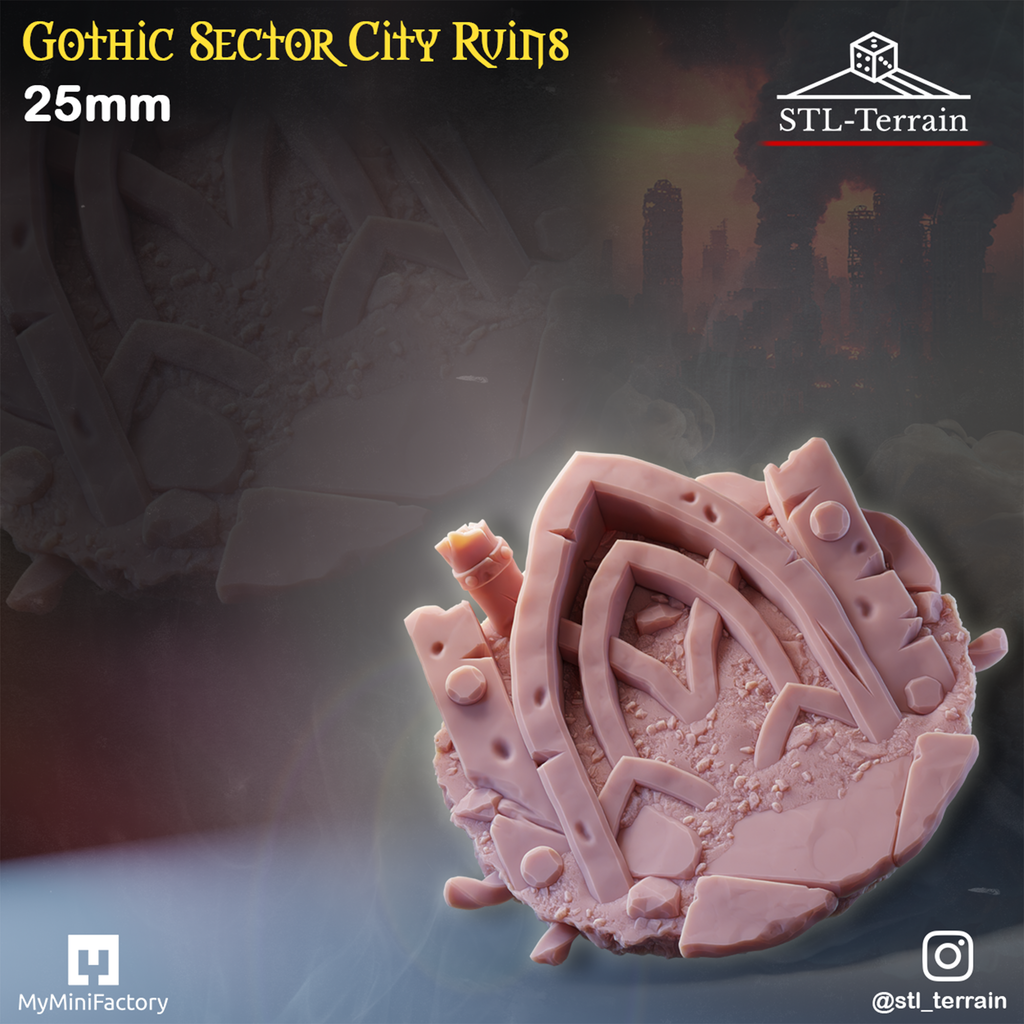 Toppers - Gothic Sector City Ruins - 25 - 28 - 32 - 40 - 50 - Impression 14k - Nettoyage ultrason - WAVE 1