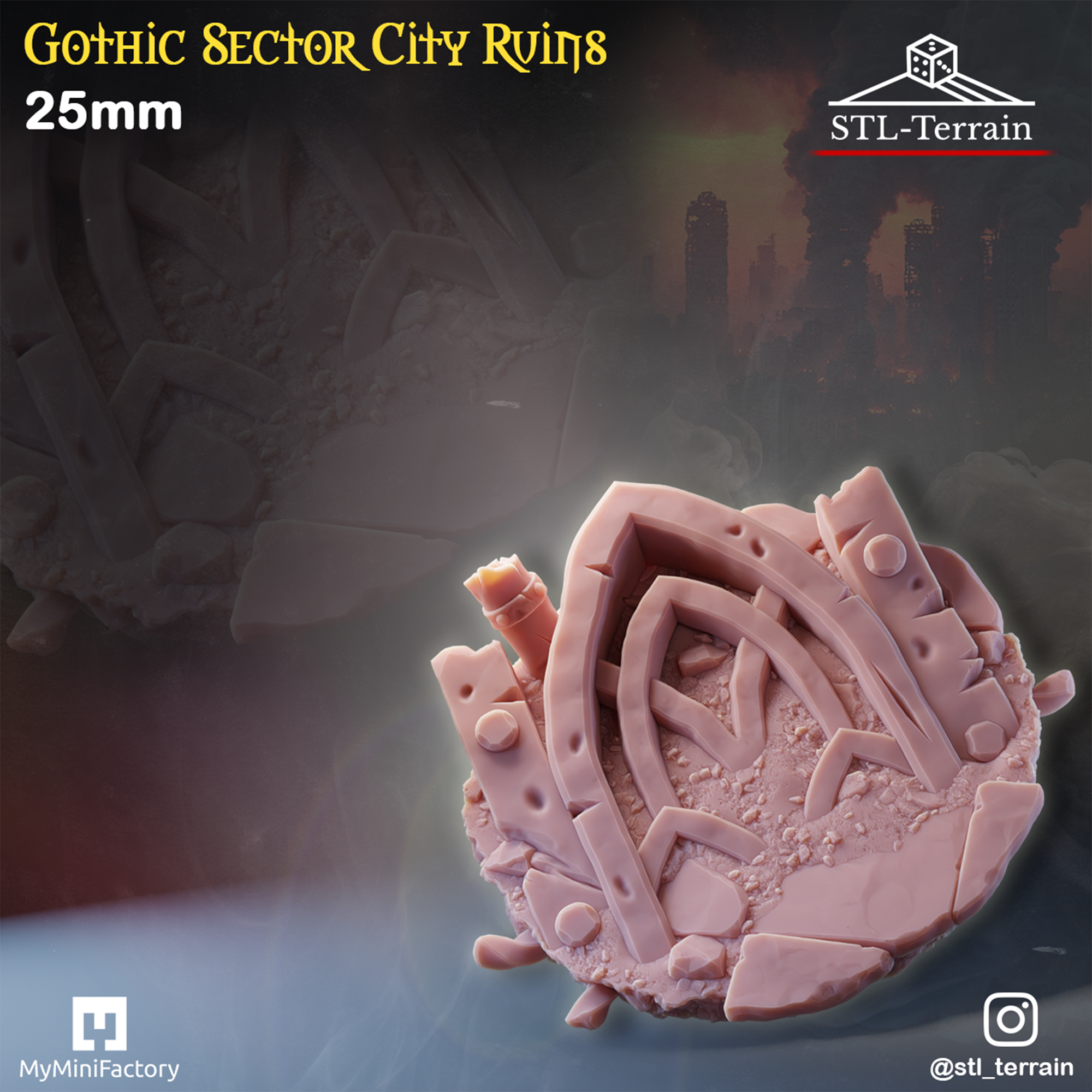 Toppers - Gothic Sector City Ruins - 25 - 28 - 32 - 40 - 50 - Impression 14k - Nettoyage ultrason - WAVE 1