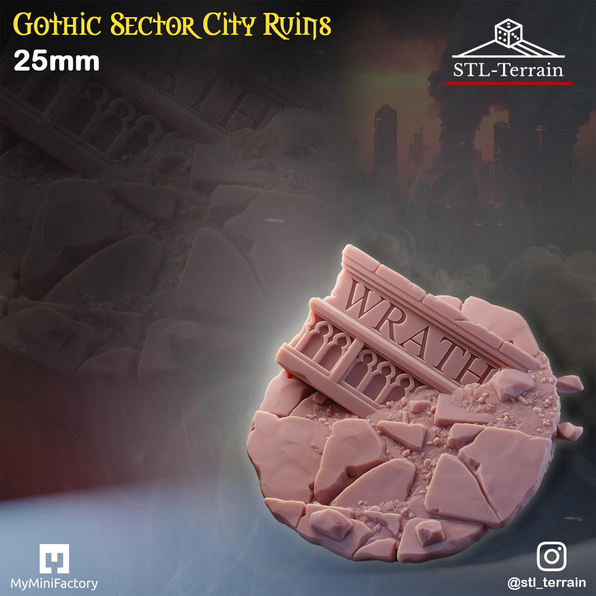 Toppers - Gothic Sector City Ruins - 25 - 28 - 32 - 40 - 50 - Impression 14k - Nettoyage ultrason - WAVE 1