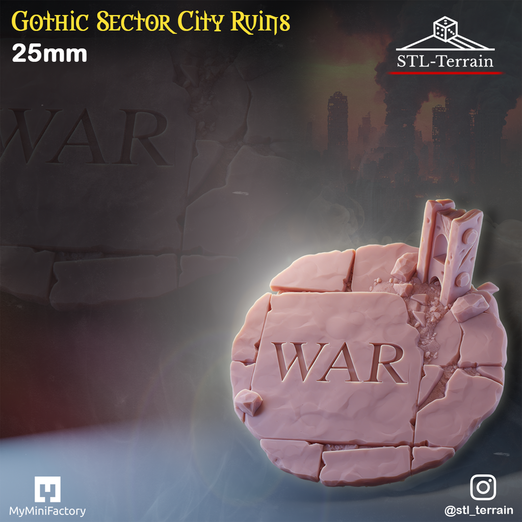 Toppers - Gothic Sector City Ruins - 25 - 28 - 32 - 40 - 50 - Impression 14k - Nettoyage ultrason - WAVE 1