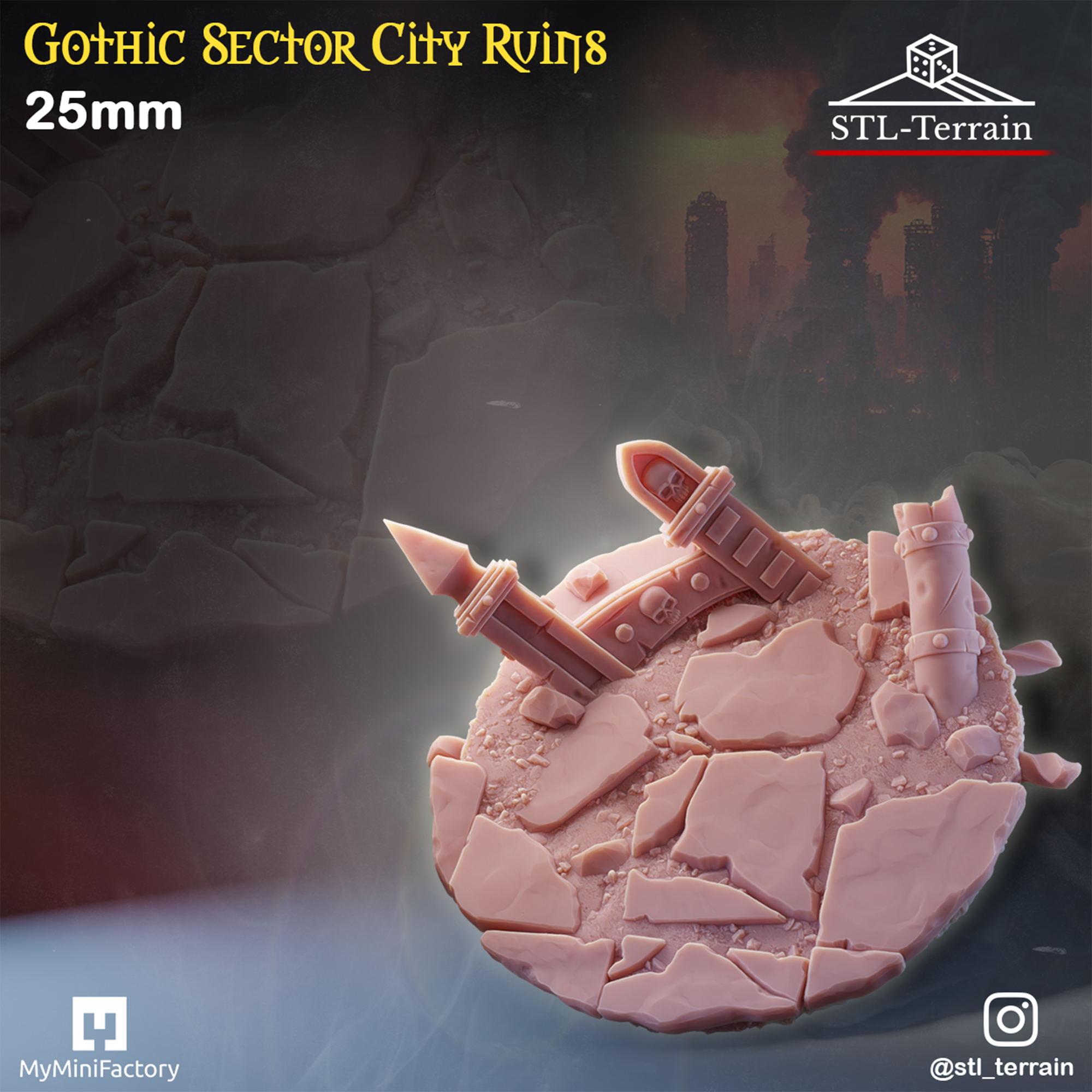 Toppers - Gothic Sector City Ruins - 25 - 28 - 32 - 40 - 50 - Impression 14k - Nettoyage ultrason - WAVE 1