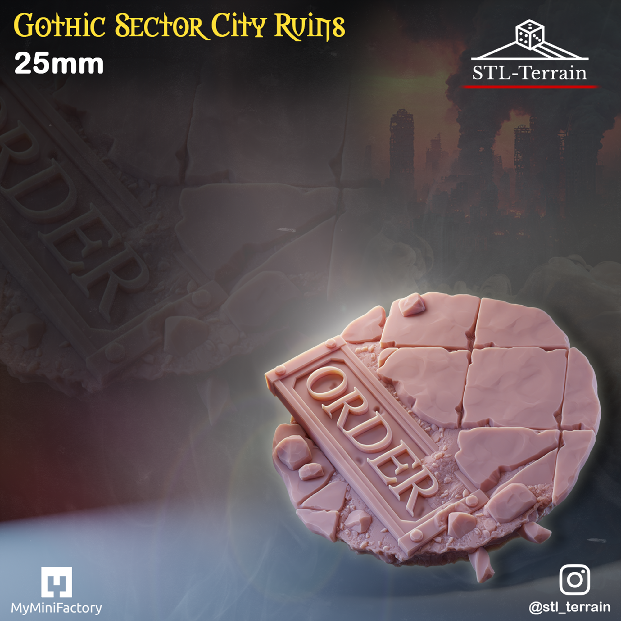 Toppers - Gothic Sector City Ruins - 25 - 28 - 32 - 40 - 50 - Impression 14k - Nettoyage ultrason - WAVE 1