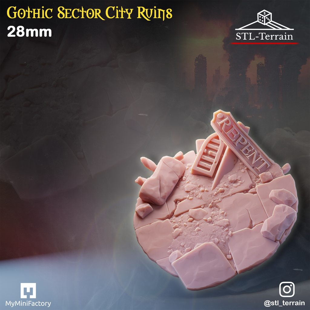 Toppers - Gothic Sector City Ruins - 25 - 28 - 32 - 40 - 50 - Impression 14k - Nettoyage ultrason - WAVE 1