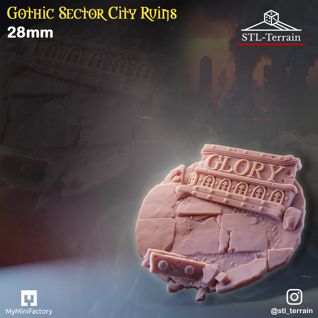 Toppers - Gothic Sector City Ruins - 25 - 28 - 32 - 40 - 50 - Impression 14k - Nettoyage ultrason - WAVE 1