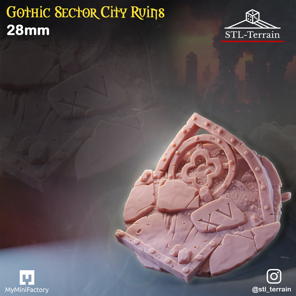 Toppers - Gothic Sector City Ruins - 25 - 28 - 32 - 40 - 50 - Impression 14k - Nettoyage ultrason - WAVE 1