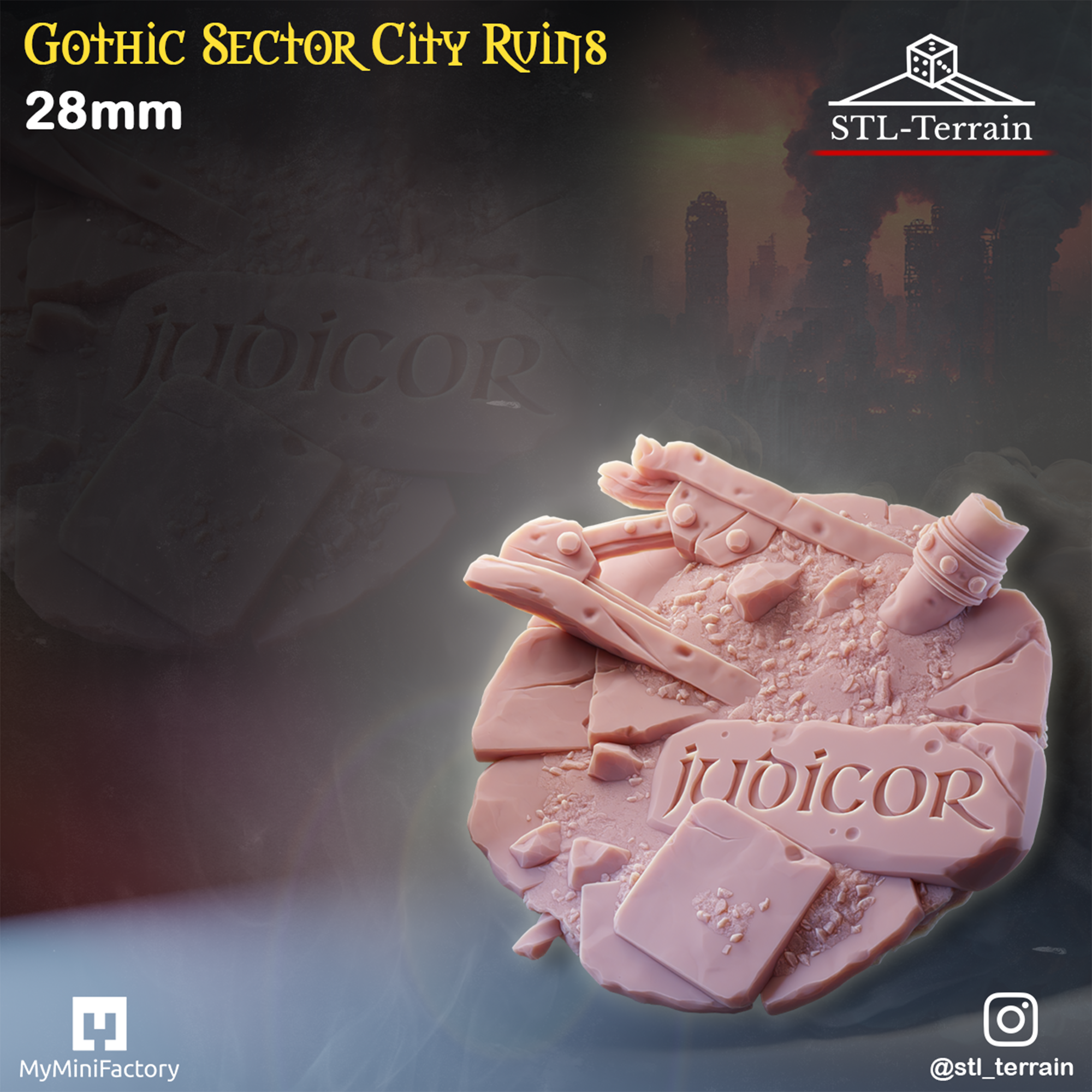 Toppers - Gothic Sector City Ruins - 25 - 28 - 32 - 40 - 50 - Impression 14k - Nettoyage ultrason - WAVE 1