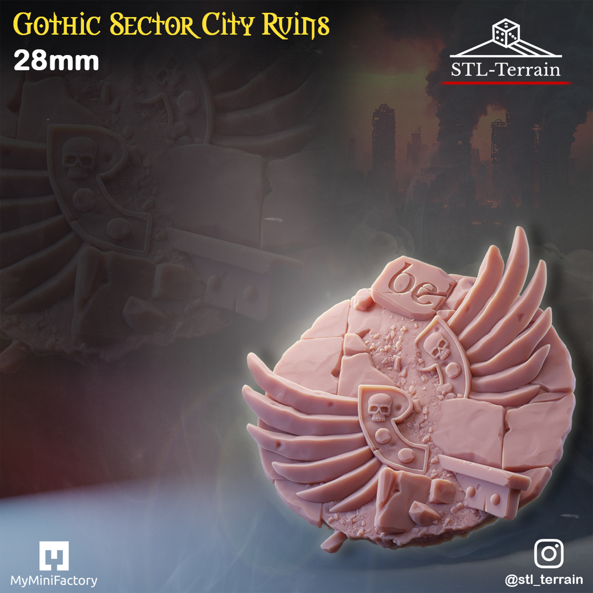 Toppers - Gothic Sector City Ruins - 25 - 28 - 32 - 40 - 50 - Impression 14k - Nettoyage ultrason - WAVE 1