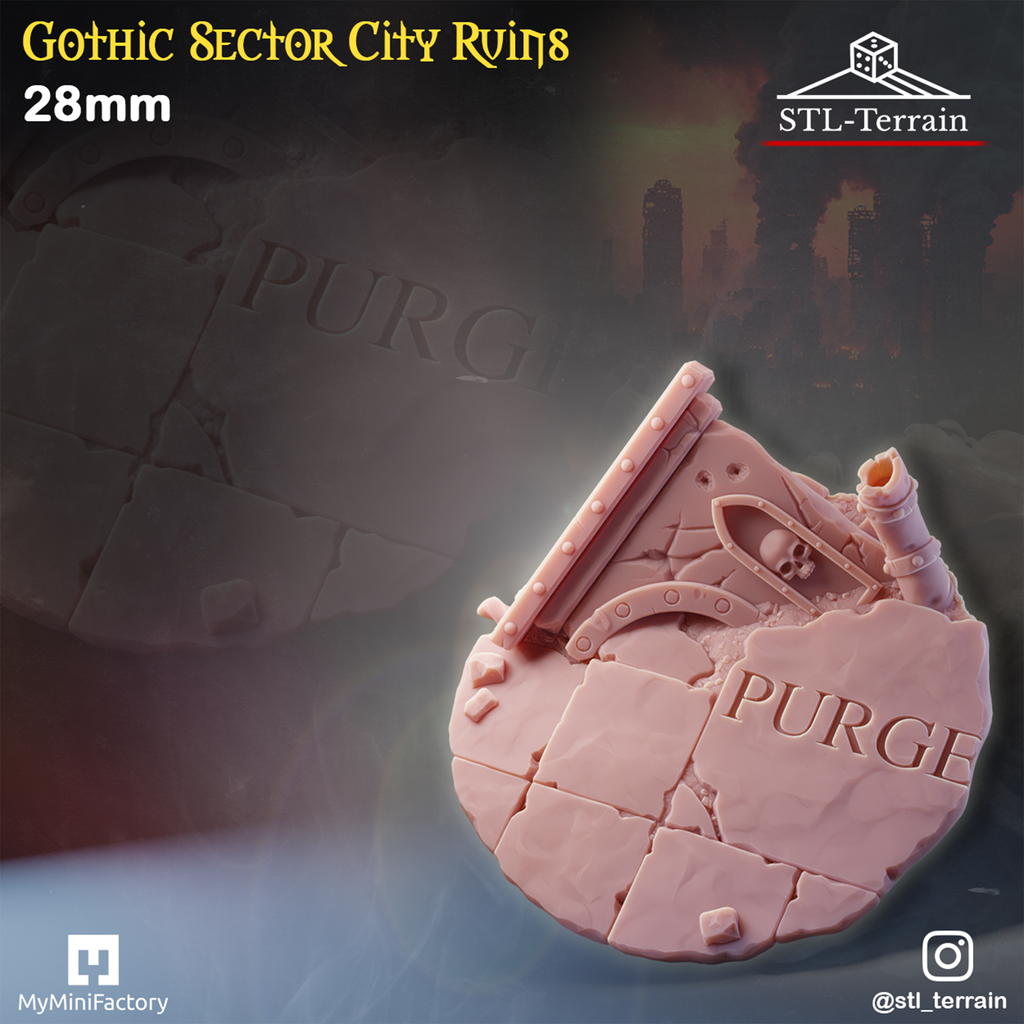 Toppers - Gothic Sector City Ruins - 25 - 28 - 32 - 40 - 50 - Impression 14k - Nettoyage ultrason - WAVE 1