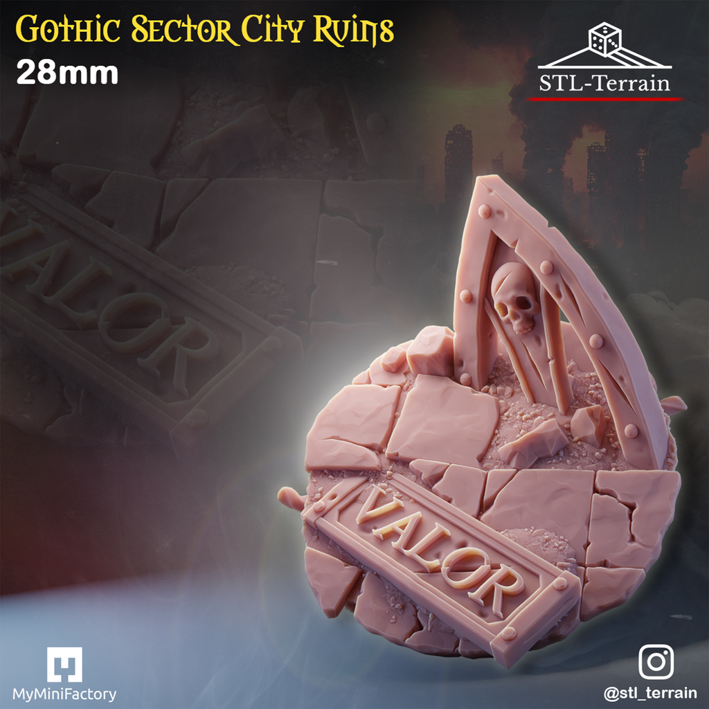 Toppers - Gothic Sector City Ruins - 25 - 28 - 32 - 40 - 50 - Impression 14k - Nettoyage ultrason - WAVE 1