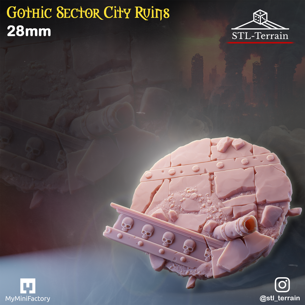 Toppers - Gothic Sector City Ruins - 25 - 28 - 32 - 40 - 50 - Impression 14k - Nettoyage ultrason - WAVE 1