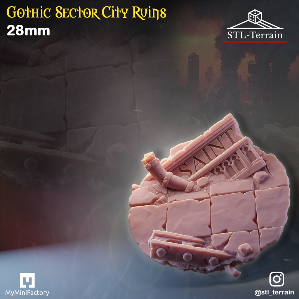 Toppers - Gothic Sector City Ruins - 25 - 28 - 32 - 40 - 50 - Impression 14k - Nettoyage ultrason - WAVE 1