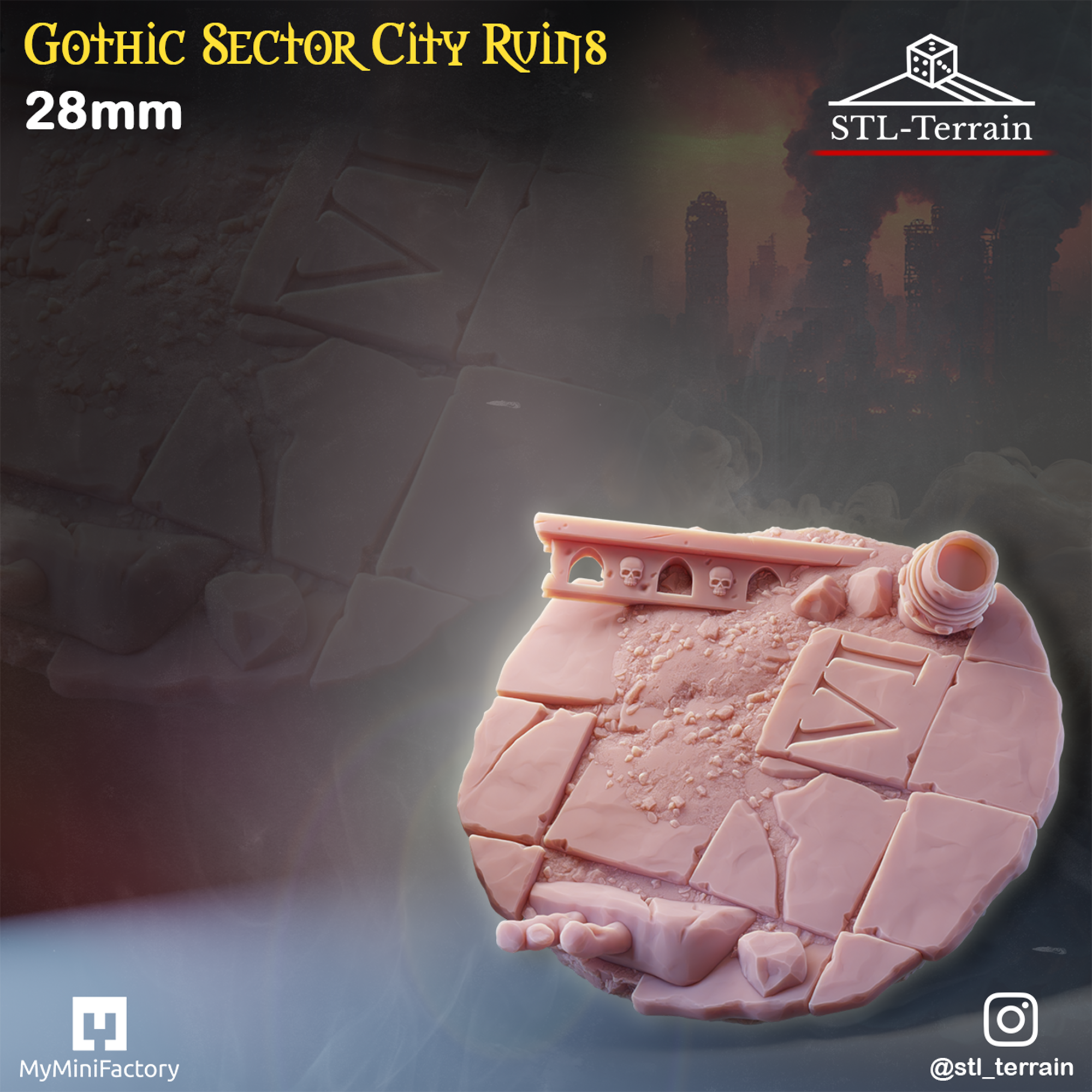 Toppers - Gothic Sector City Ruins - 25 - 28 - 32 - 40 - 50 - Impression 14k - Nettoyage ultrason - WAVE 1