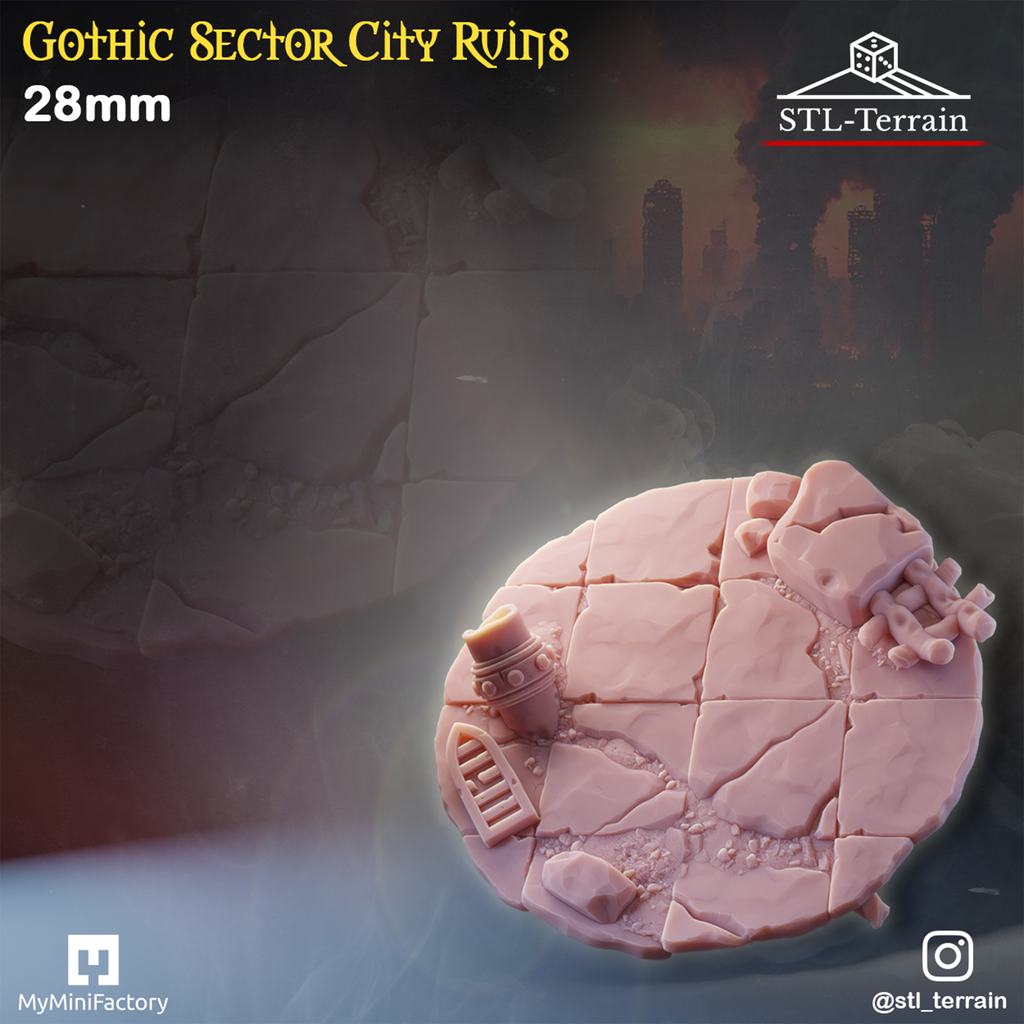 Toppers - Gothic Sector City Ruins - 25 - 28 - 32 - 40 - 50 - Impression 14k - Nettoyage ultrason - WAVE 1