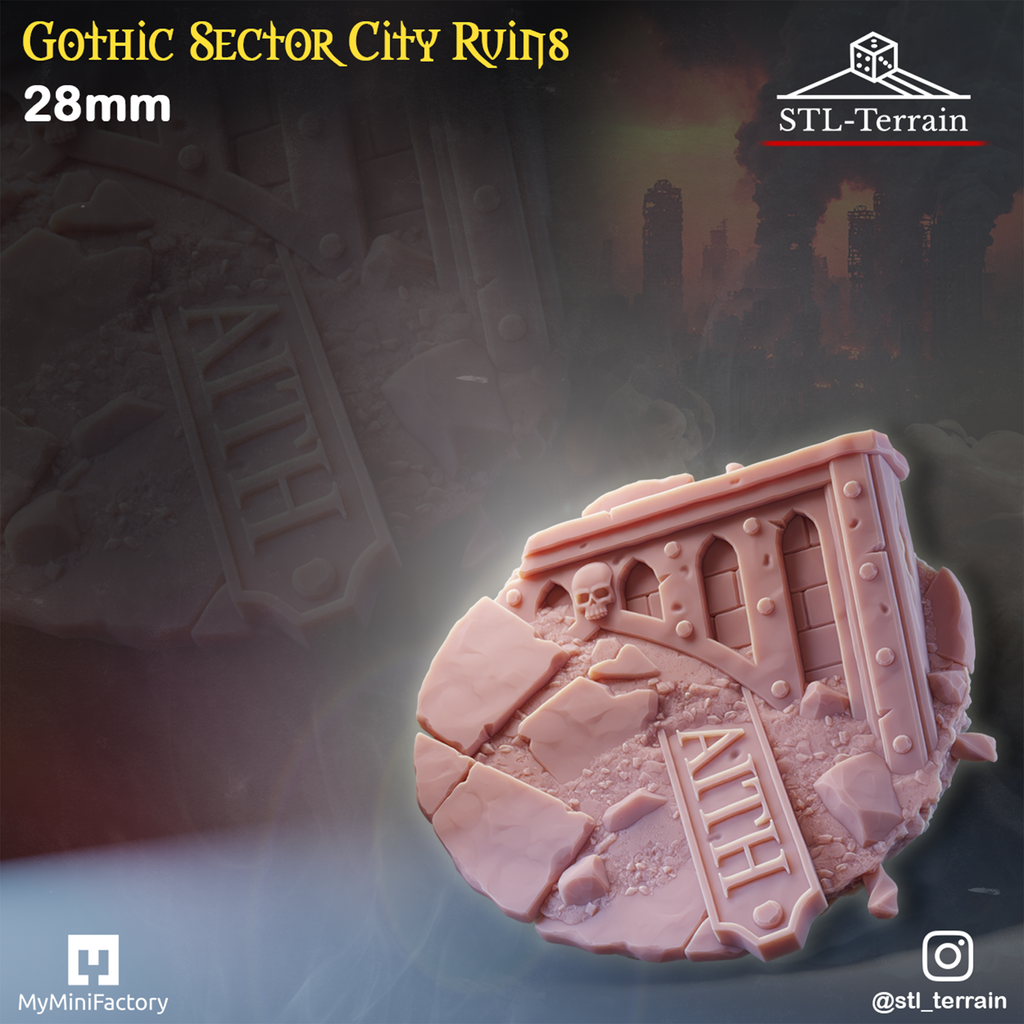 Toppers - Gothic Sector City Ruins - 25 - 28 - 32 - 40 - 50 - Impression 14k - Nettoyage ultrason - WAVE 1