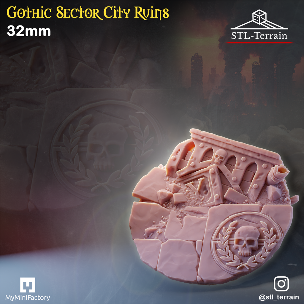 Toppers - Gothic Sector City Ruins - 25 - 28 - 32 - 40 - 50 - Impression 14k - Nettoyage ultrason - WAVE 1