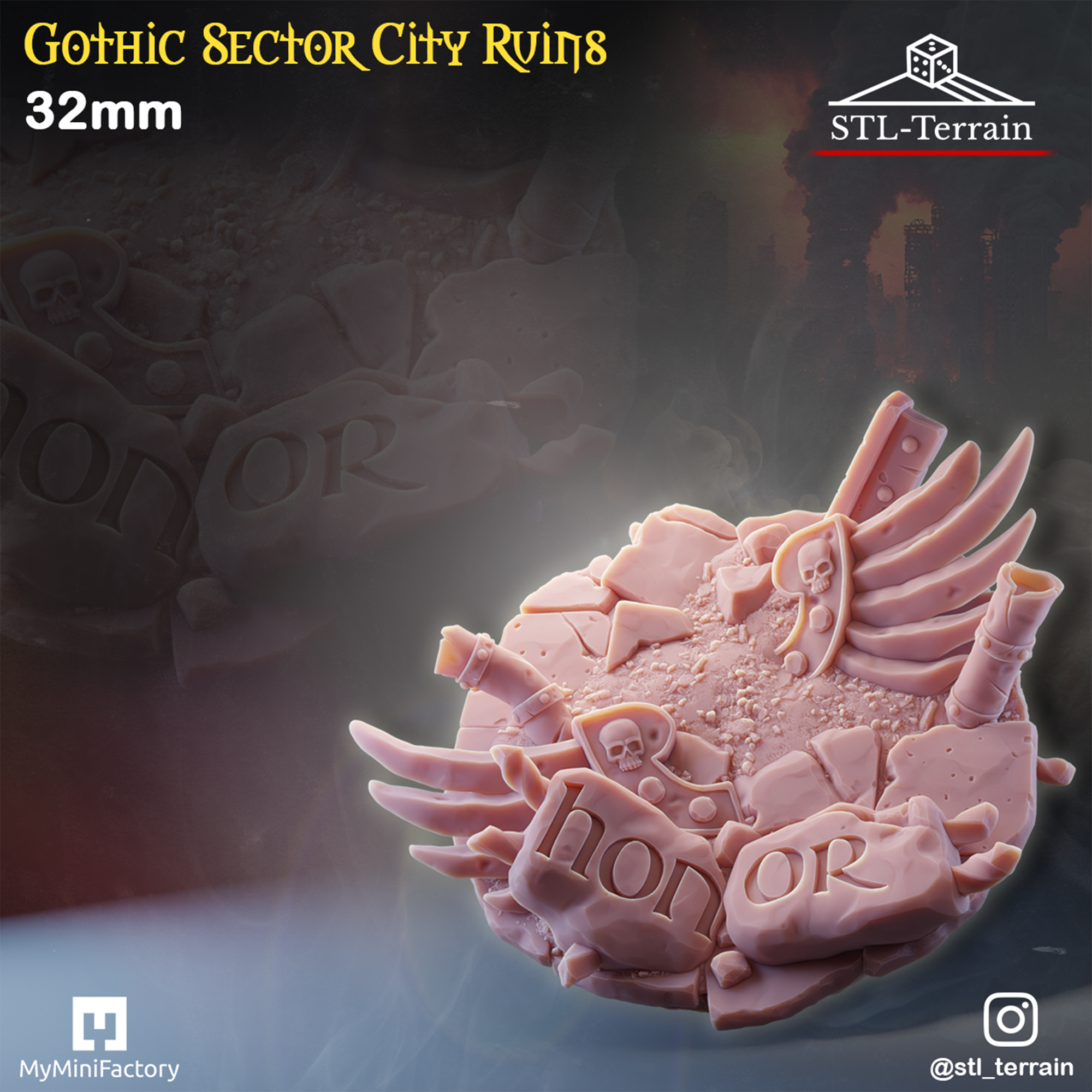 Toppers - Gothic Sector City Ruins - 25 - 28 - 32 - 40 - 50 - Impression 14k - Nettoyage ultrason - WAVE 1