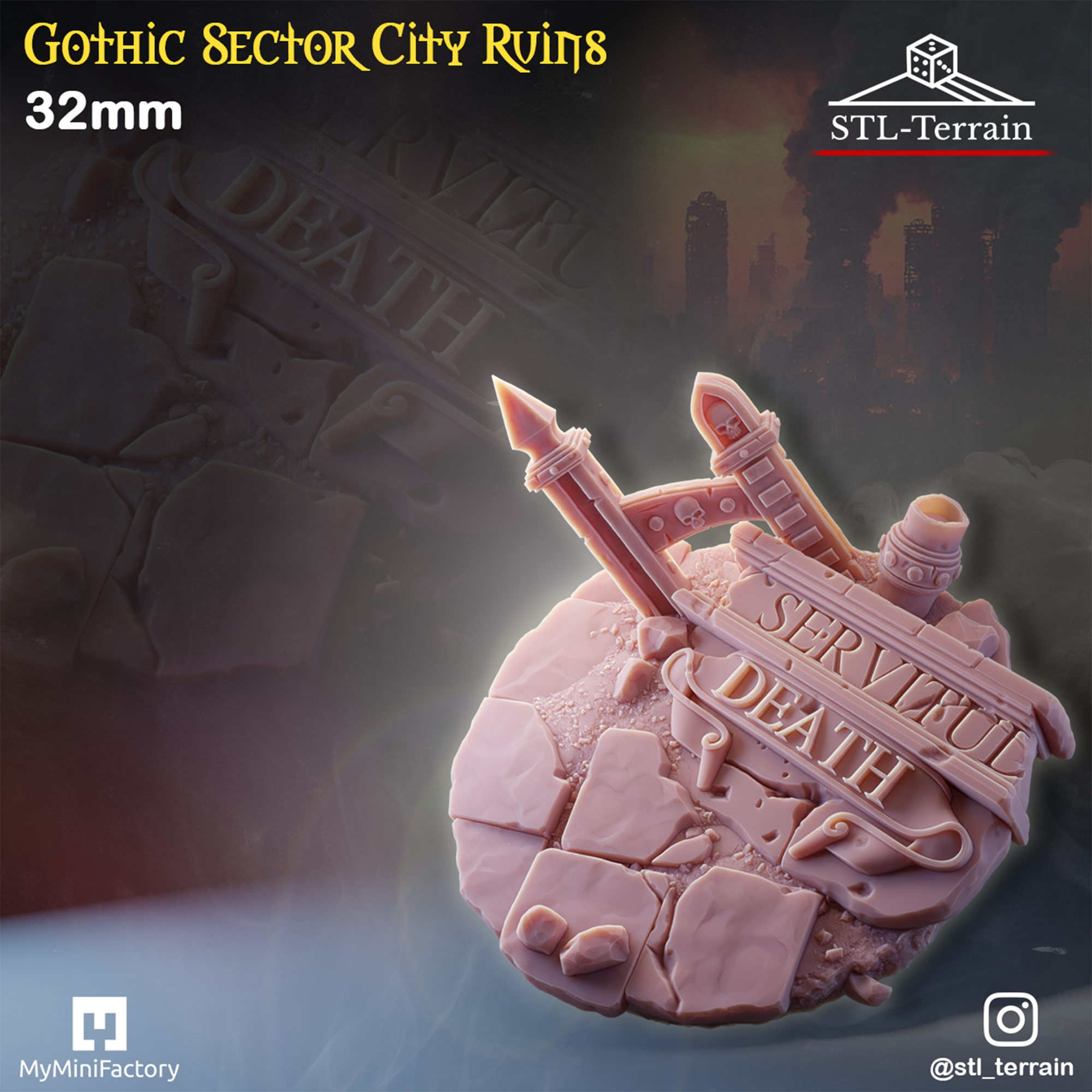 Toppers - Gothic Sector City Ruins - 25 - 28 - 32 - 40 - 50 - Impression 14k - Nettoyage ultrason - WAVE 1