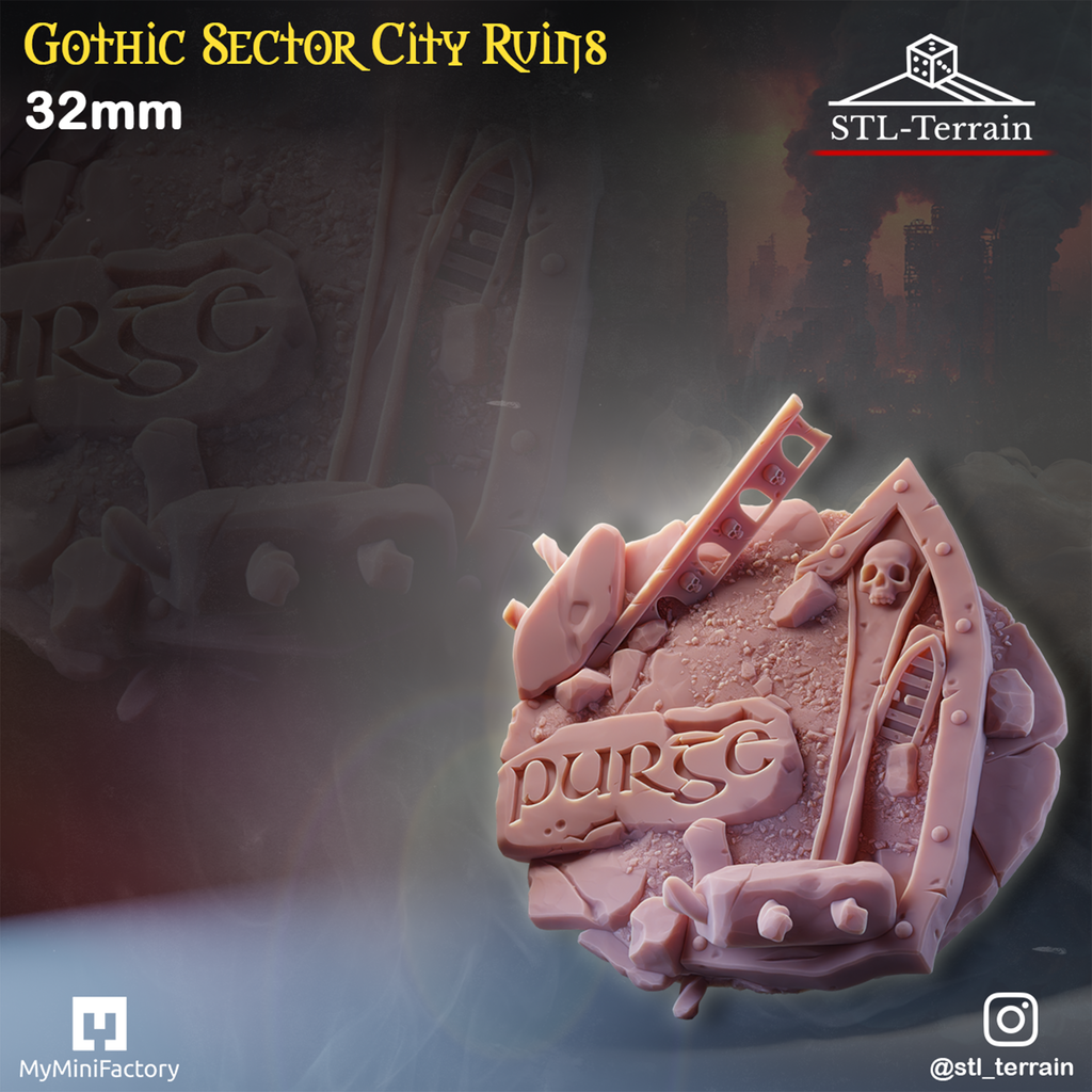Toppers - Gothic Sector City Ruins - 25 - 28 - 32 - 40 - 50 - Impression 14k - Nettoyage ultrason - WAVE 1
