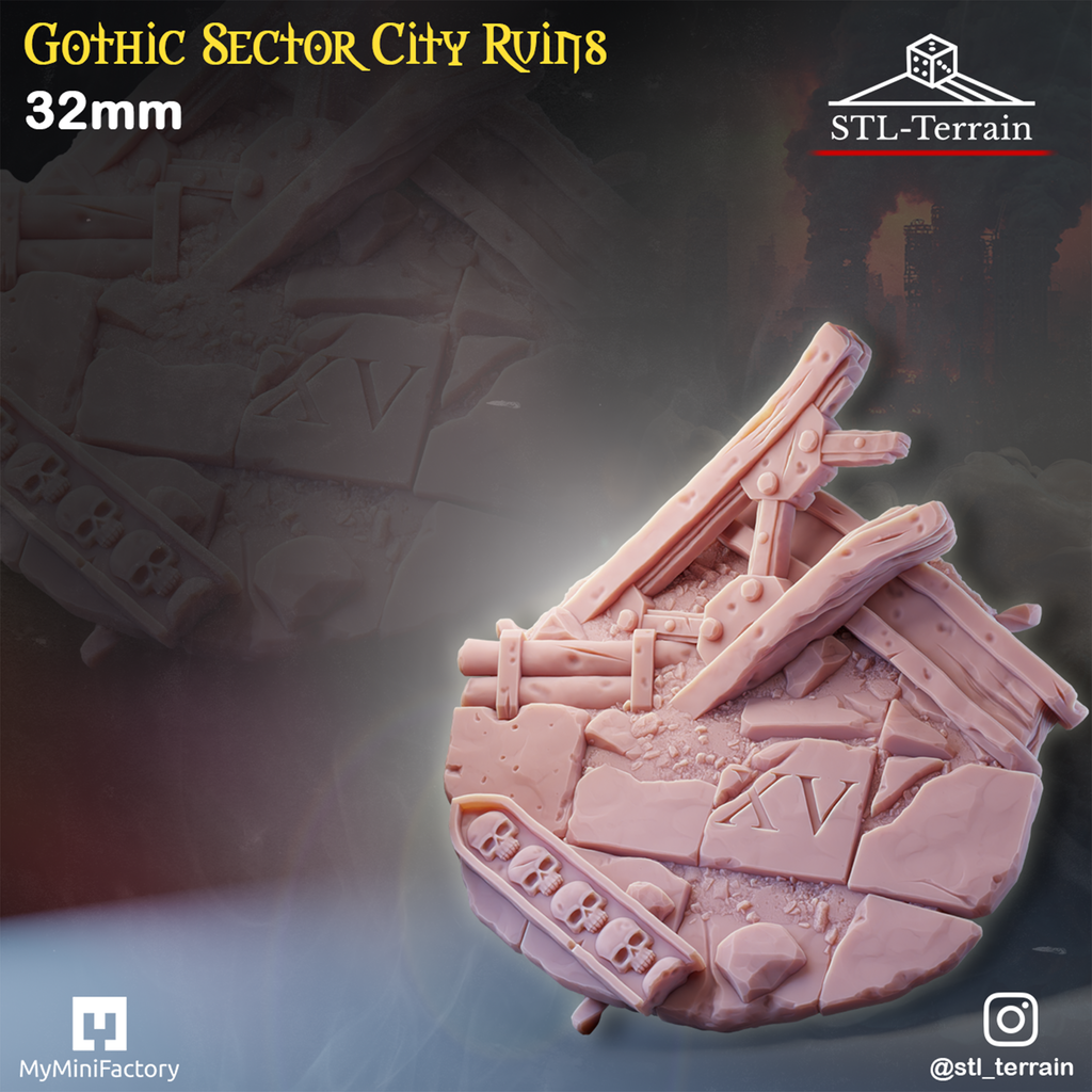 Toppers - Gothic Sector City Ruins - 25 - 28 - 32 - 40 - 50 - Impression 14k - Nettoyage ultrason - WAVE 1