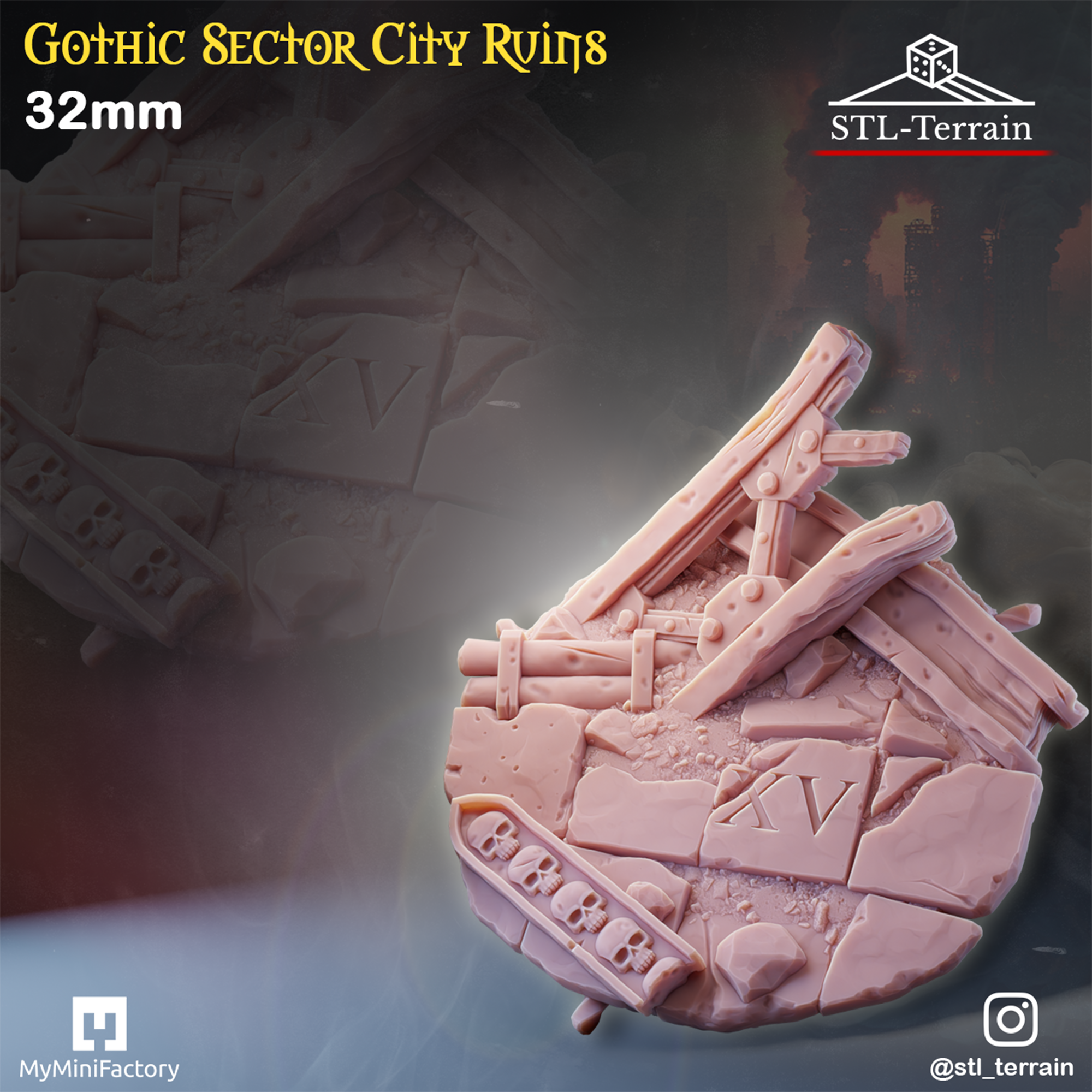 Toppers - Gothic Sector City Ruins - 25 - 28 - 32 - 40 - 50 - Impression 14k - Nettoyage ultrason - WAVE 1