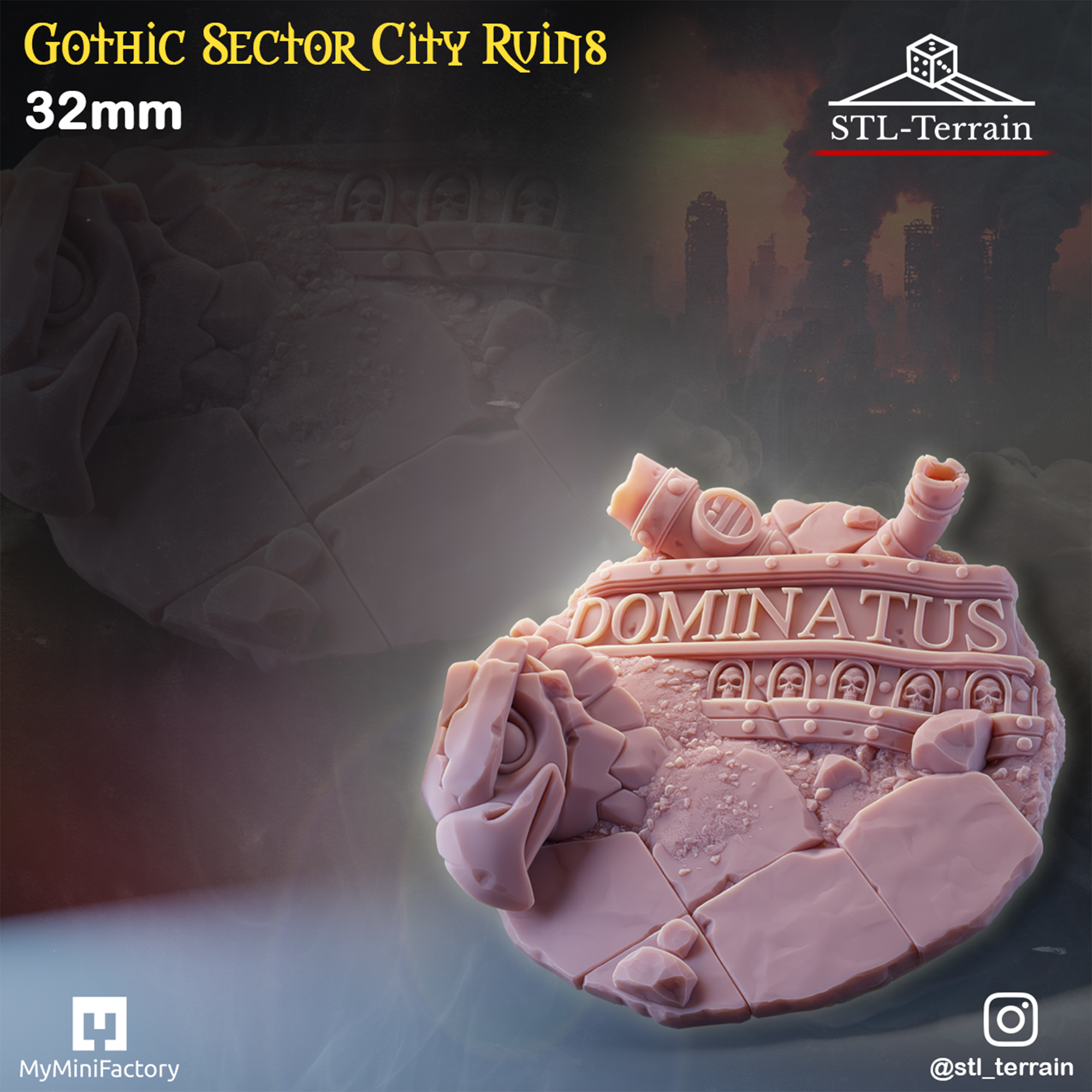 Toppers - Gothic Sector City Ruins - 25 - 28 - 32 - 40 - 50 - Impression 14k - Nettoyage ultrason - WAVE 1