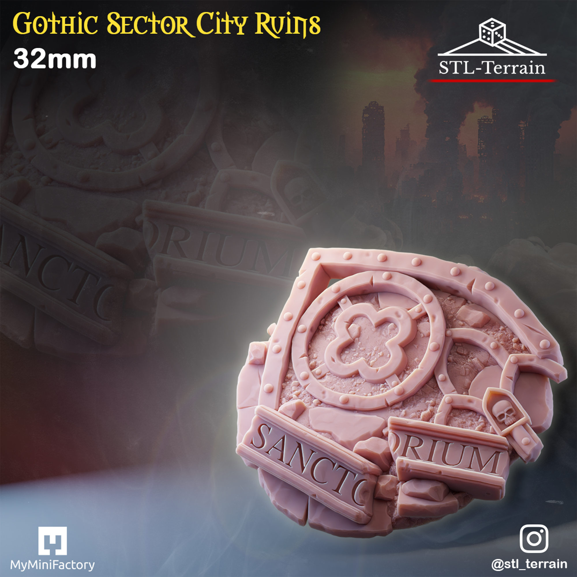 Toppers - Gothic Sector City Ruins - 25 - 28 - 32 - 40 - 50 - Impression 14k - Nettoyage ultrason - WAVE 1