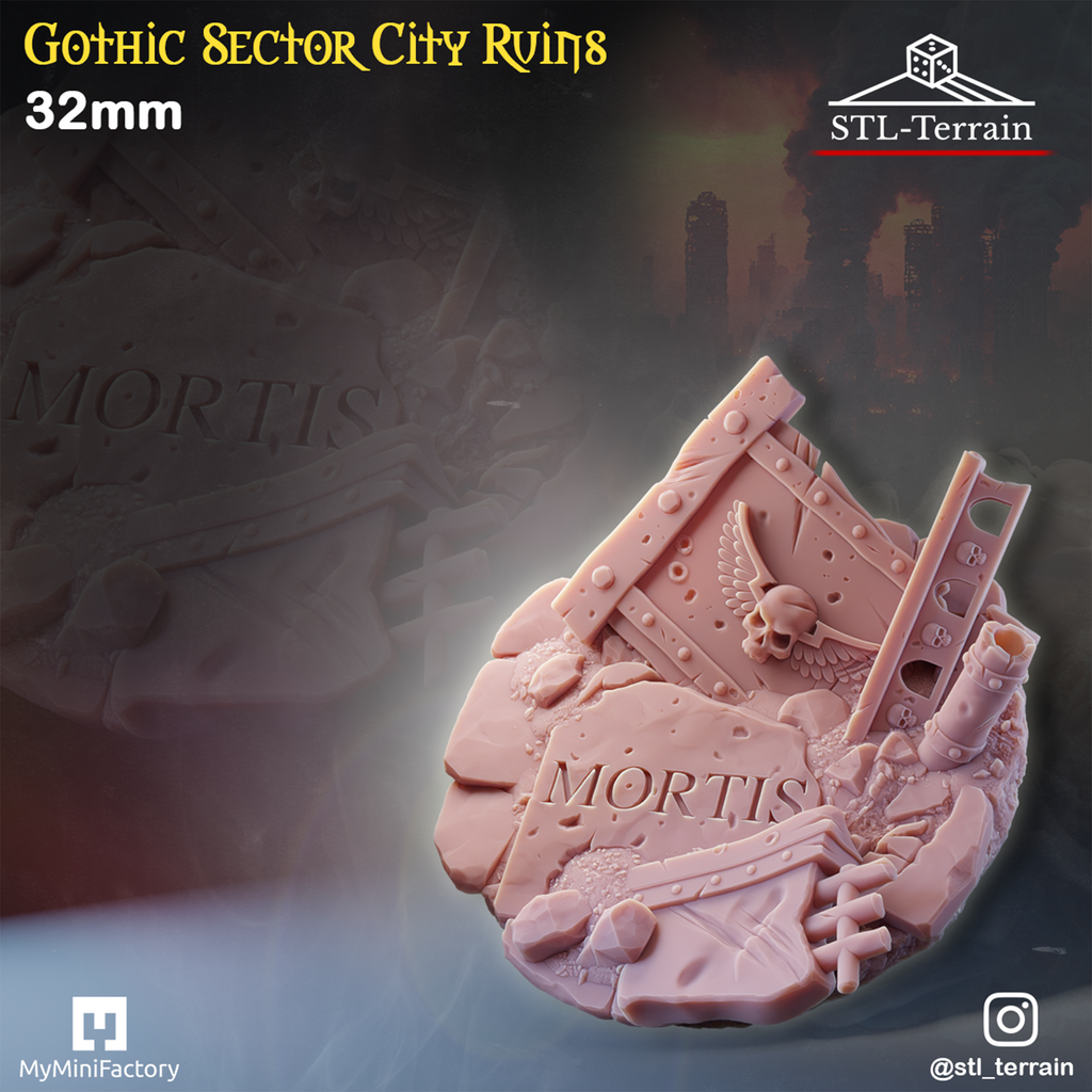 Toppers - Gothic Sector City Ruins - 25 - 28 - 32 - 40 - 50 - Impression 14k - Nettoyage ultrason - WAVE 1
