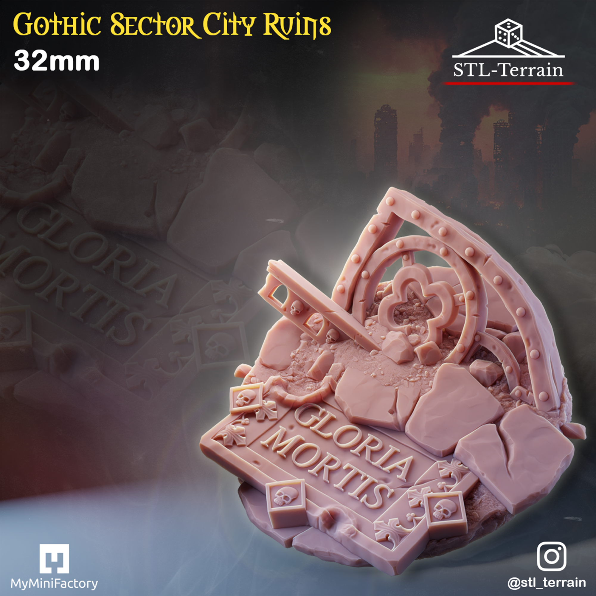 Toppers - Gothic Sector City Ruins - 25 - 28 - 32 - 40 - 50 - Impression 14k - Nettoyage ultrason - WAVE 1