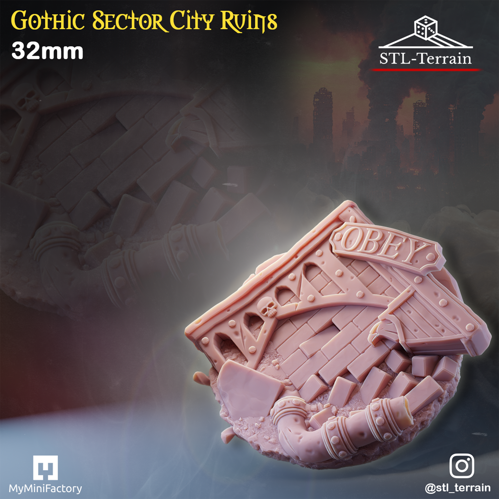 Toppers - Gothic Sector City Ruins - 25 - 28 - 32 - 40 - 50 - Impression 14k - Nettoyage ultrason - WAVE 1