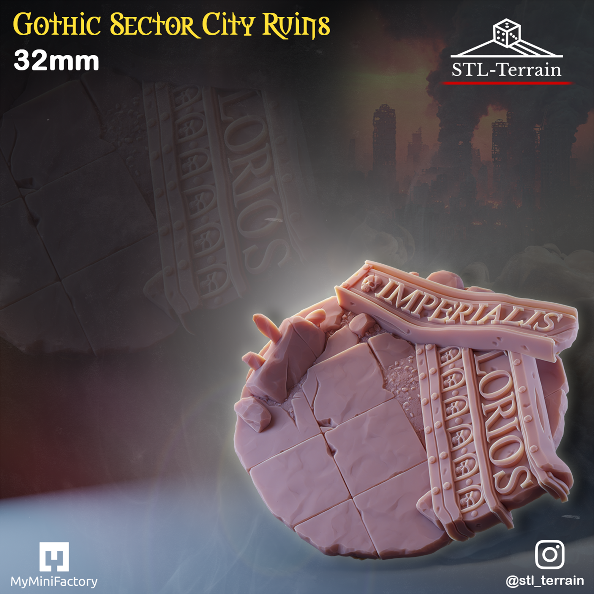 Toppers - Gothic Sector City Ruins - 25 - 28 - 32 - 40 - 50 - Impression 14k - Nettoyage ultrason - WAVE 1