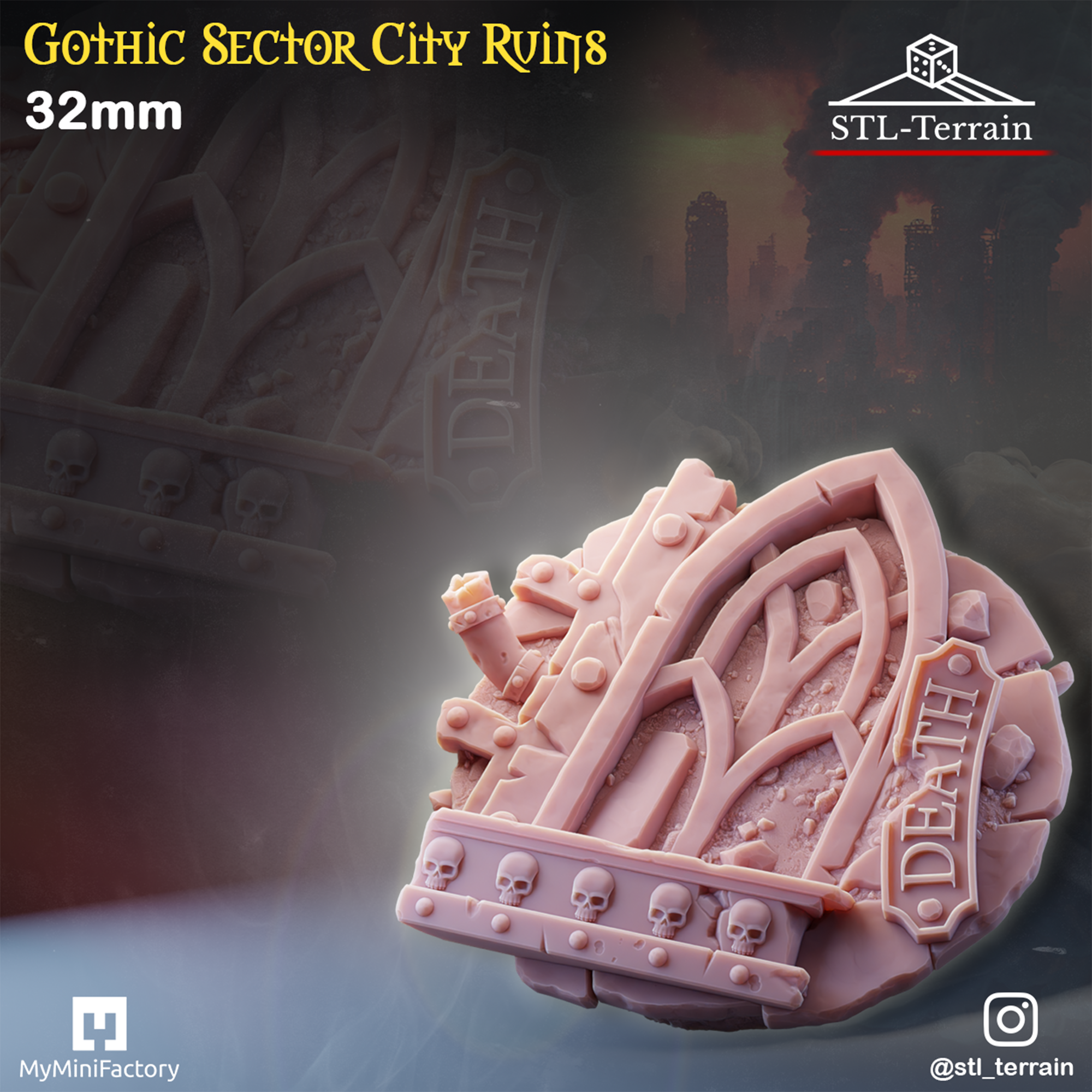 Toppers - Gothic Sector City Ruins - 25 - 28 - 32 - 40 - 50 - Impression 14k - Nettoyage ultrason - WAVE 1