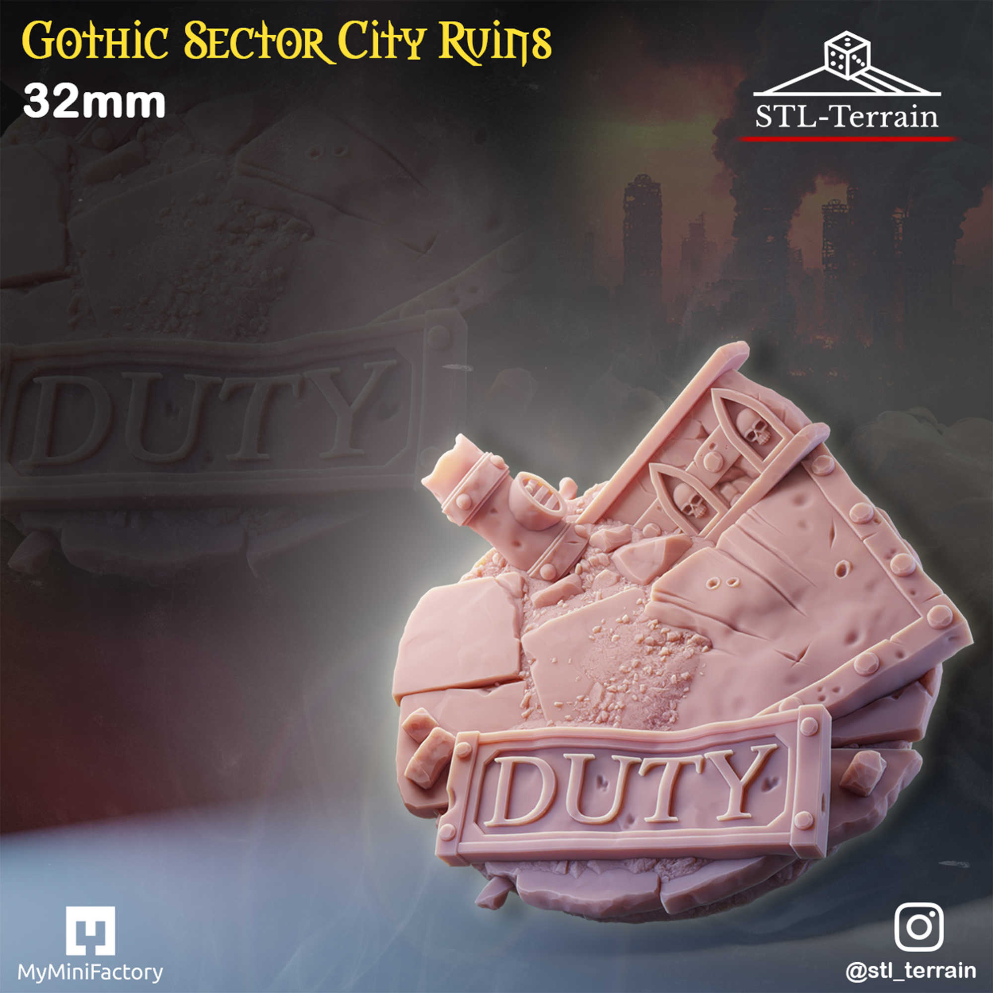 Toppers - Gothic Sector City Ruins - 25 - 28 - 32 - 40 - 50 - Impression 14k - Nettoyage ultrason - WAVE 1