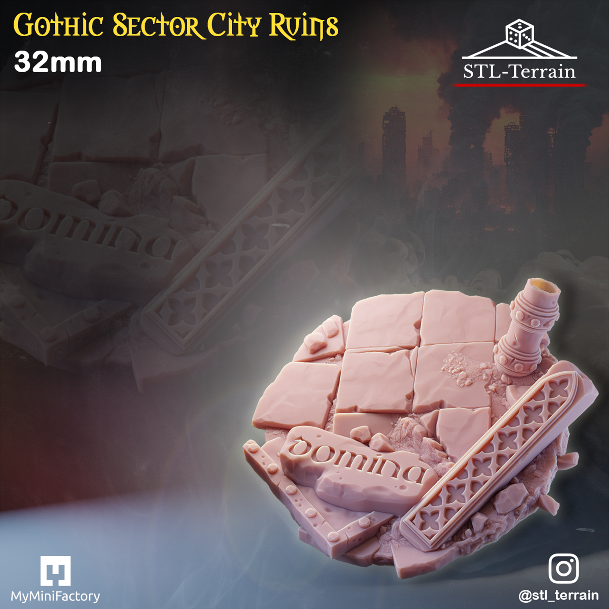 Toppers - Gothic Sector City Ruins - 25 - 28 - 32 - 40 - 50 - Impression 14k - Nettoyage ultrason - WAVE 1