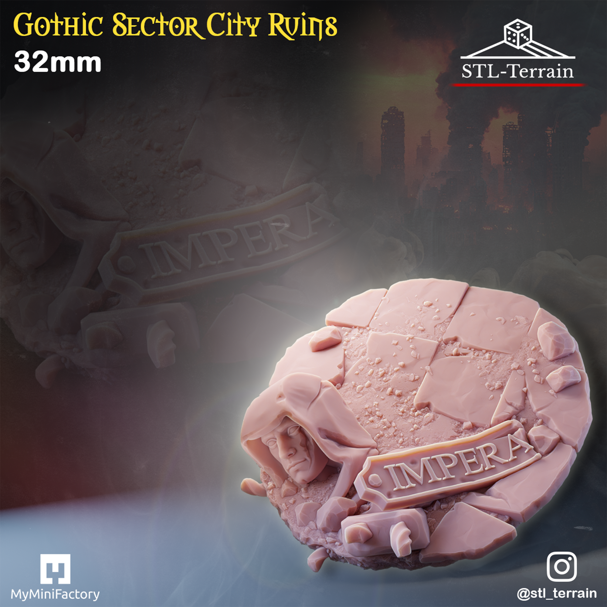 Toppers - Gothic Sector City Ruins - 25 - 28 - 32 - 40 - 50 - Impression 14k - Nettoyage ultrason - WAVE 1