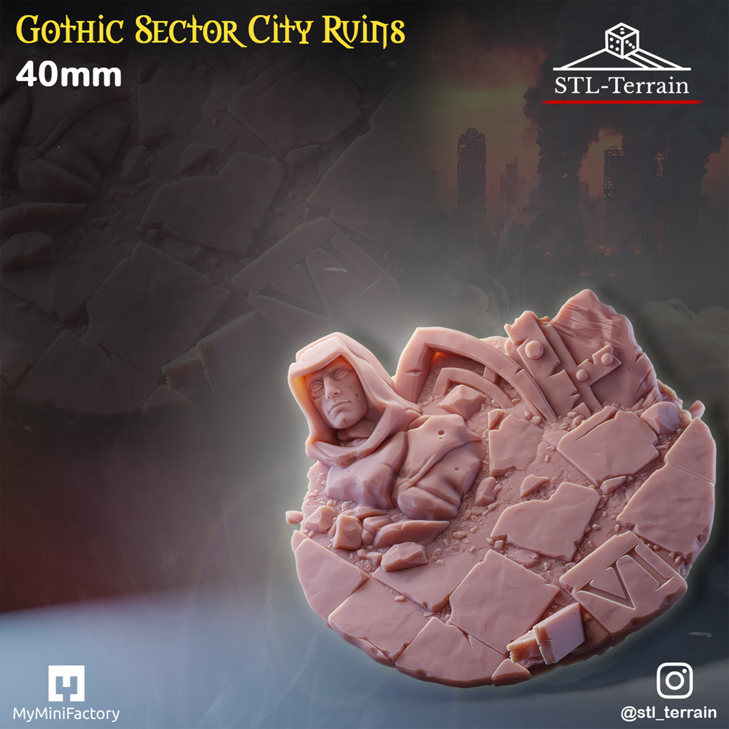Toppers - Gothic Sector City Ruins - 25 - 28 - 32 - 40 - 50 - Impression 14k - Nettoyage ultrason - WAVE 1