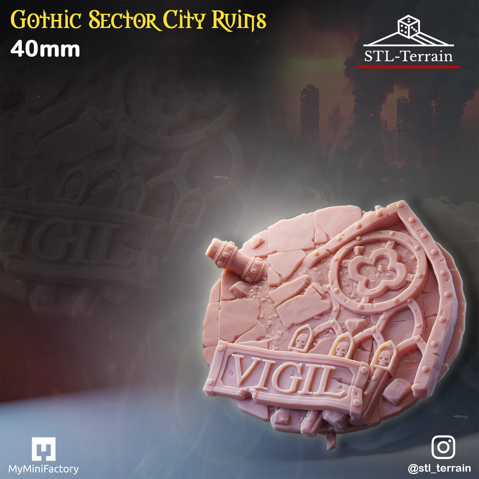 Toppers - Gothic Sector City Ruins - 25 - 28 - 32 - 40 - 50 - Impression 14k - Nettoyage ultrason - WAVE 1