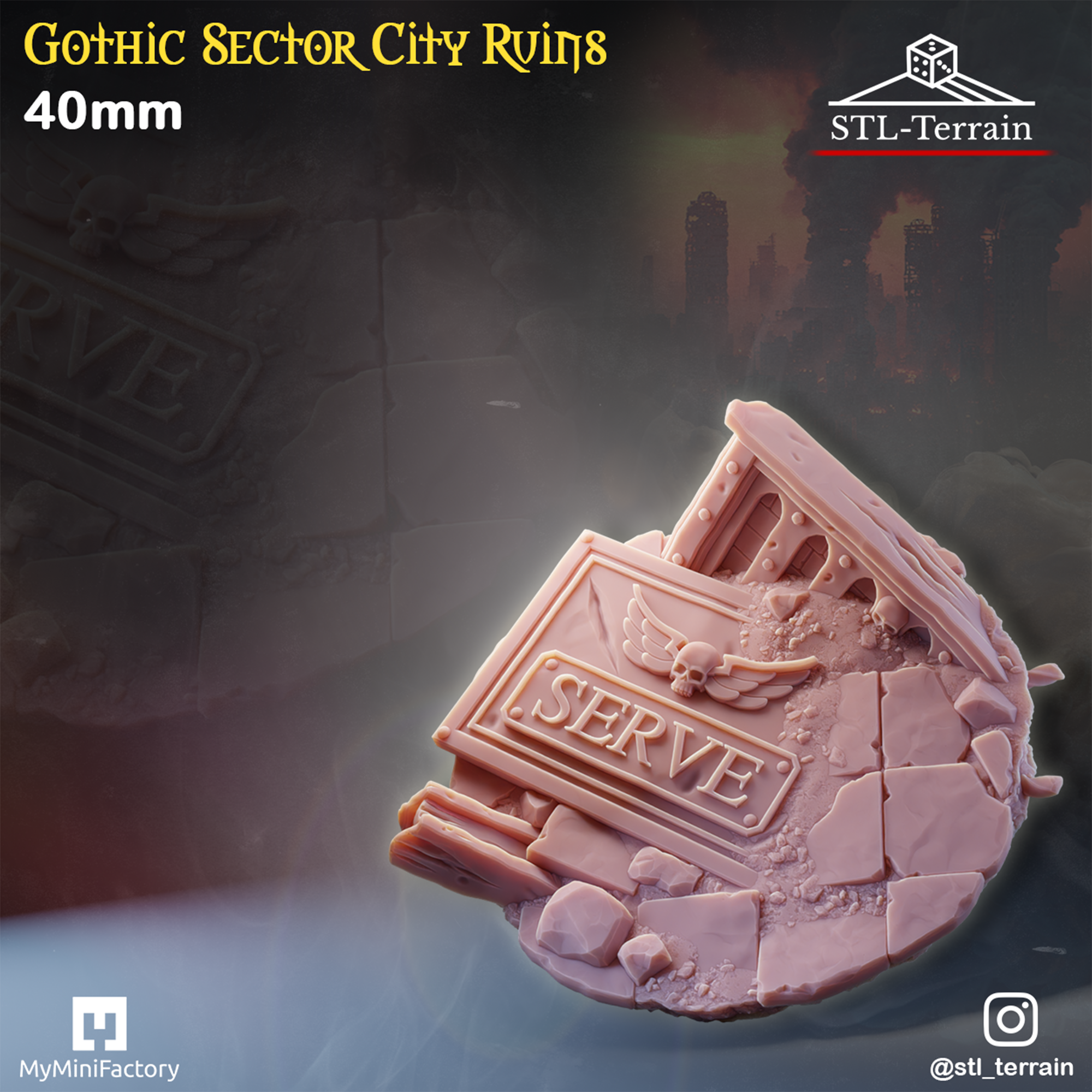 Toppers - Gothic Sector City Ruins - 25 - 28 - 32 - 40 - 50 - Impression 14k - Nettoyage ultrason - WAVE 1