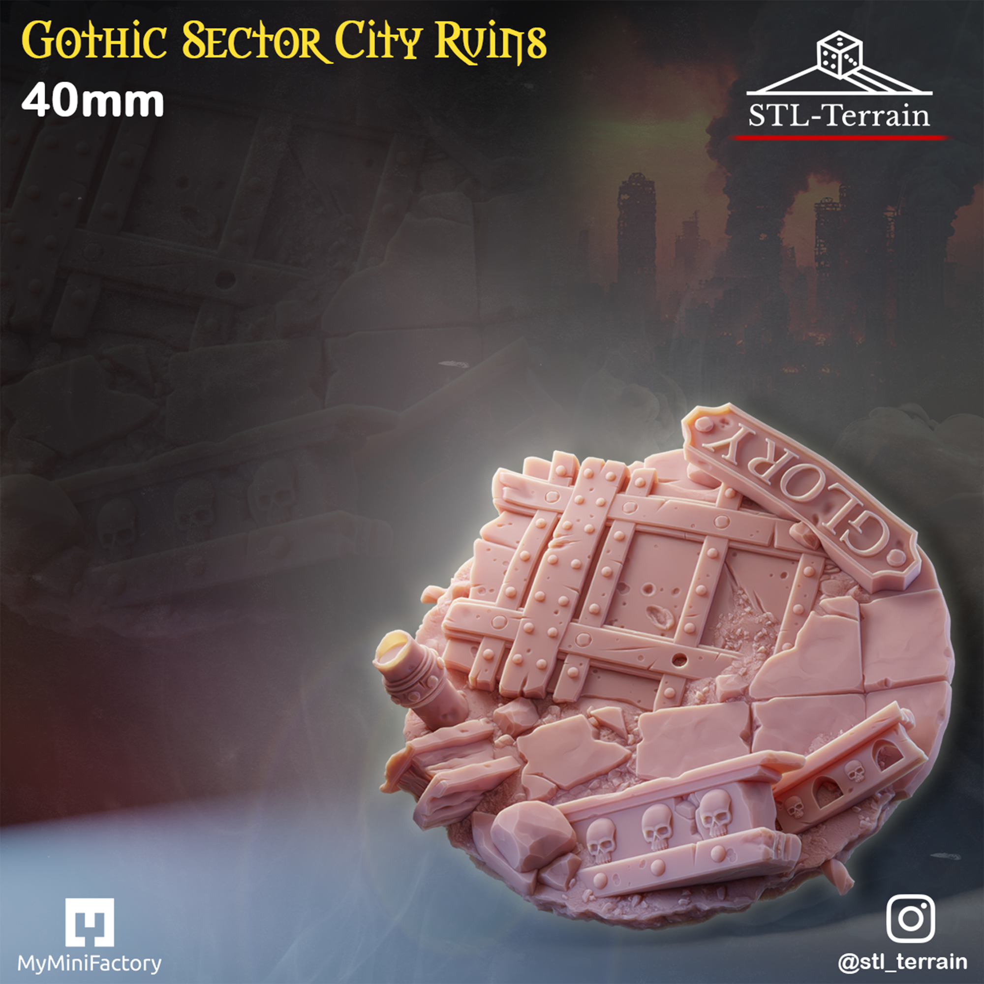 Toppers - Gothic Sector City Ruins - 25 - 28 - 32 - 40 - 50 - Impression 14k - Nettoyage ultrason - WAVE 1