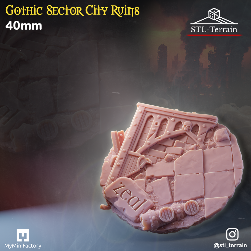 Toppers - Gothic Sector City Ruins - 25 - 28 - 32 - 40 - 50 - Impression 14k - Nettoyage ultrason - WAVE 1