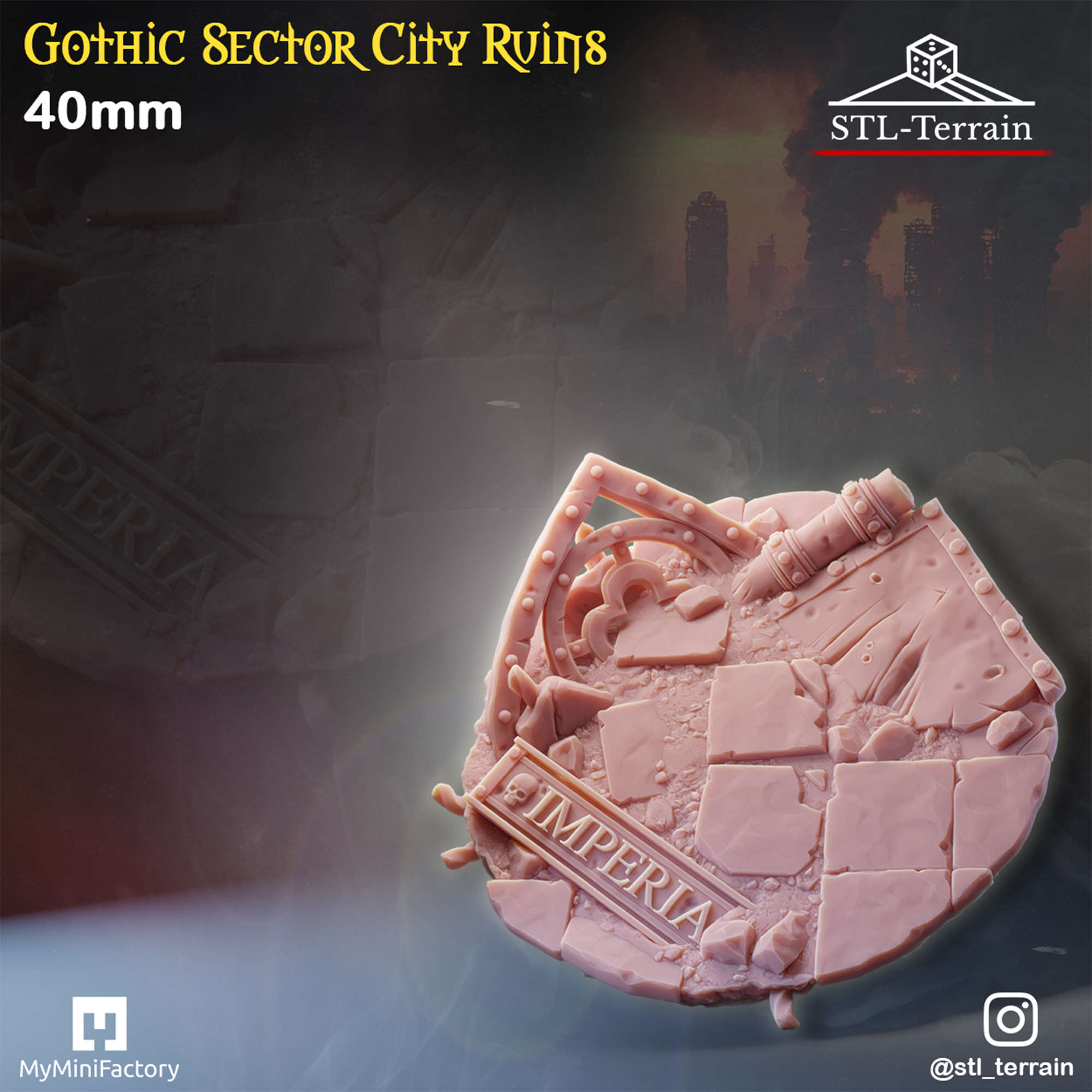 Toppers - Gothic Sector City Ruins - 25 - 28 - 32 - 40 - 50 - Impression 14k - Nettoyage ultrason - WAVE 1