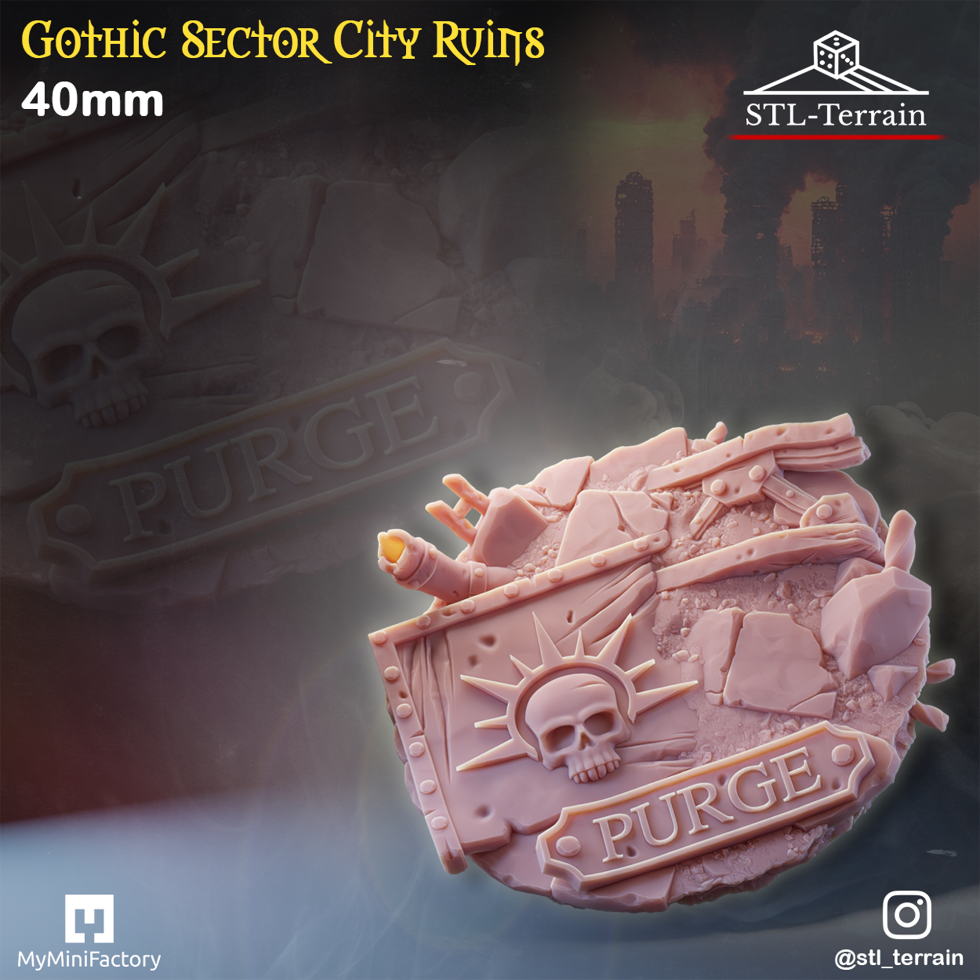 Toppers - Gothic Sector City Ruins - 25 - 28 - 32 - 40 - 50 - Impression 14k - Nettoyage ultrason - WAVE 1